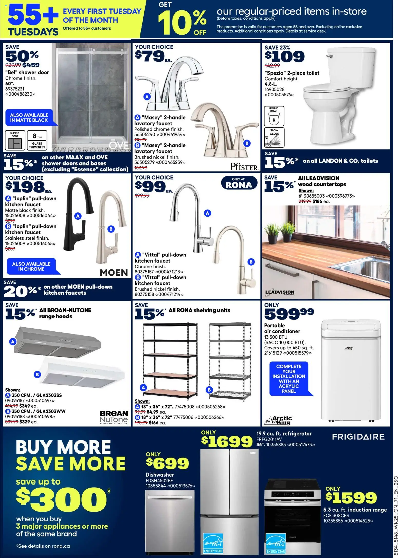 Rona flyer valid from Jul 16, 2026 | Page: 5 | Products: Refrigerator, Dishwasher, Conditioner, Shower
