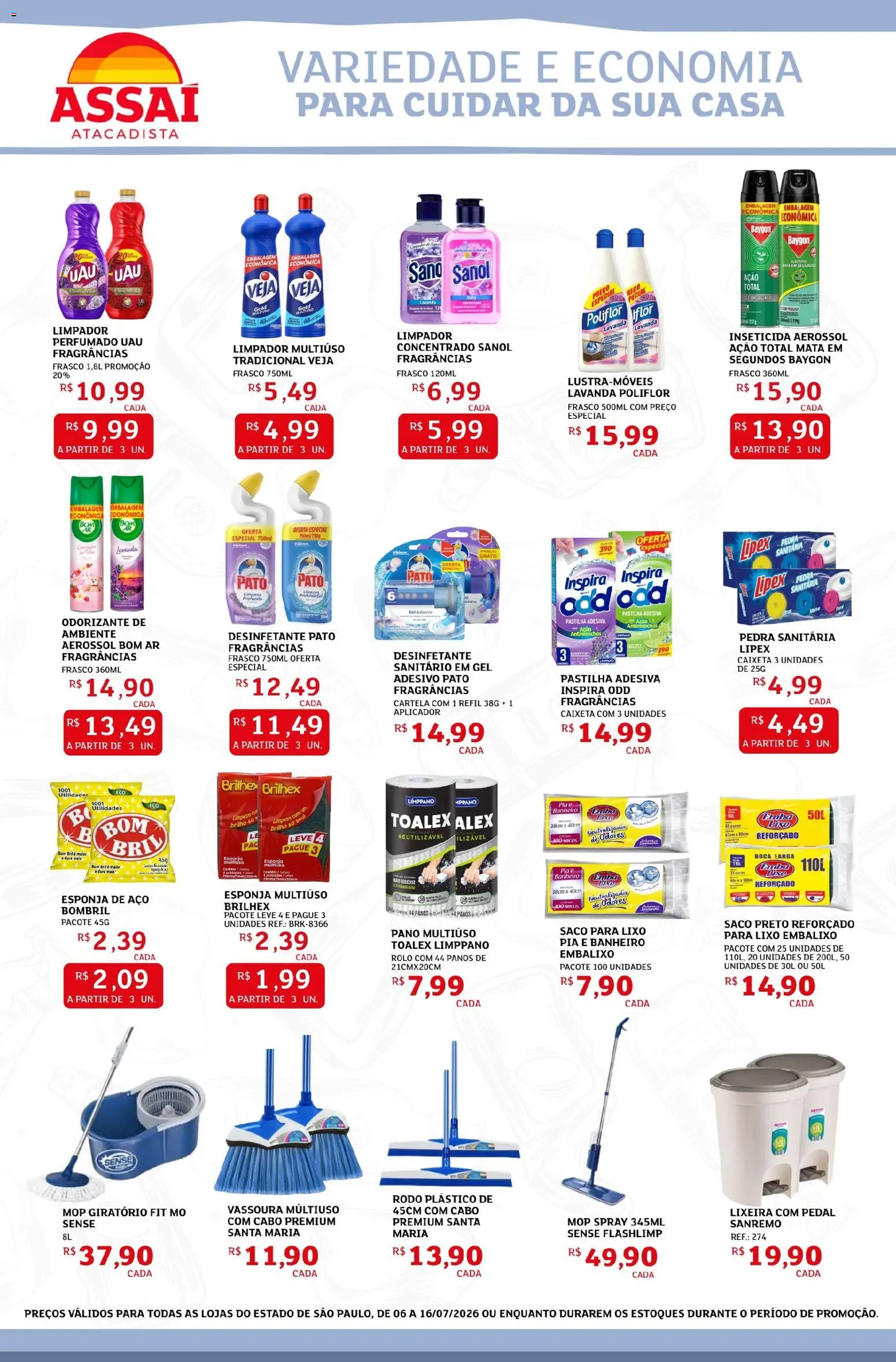 Assaí Atacadista Folheto - válido de 06/07/2026 | Página: 2 | Produtos: Saco para lixo, Rolo, Lixeira, Brie