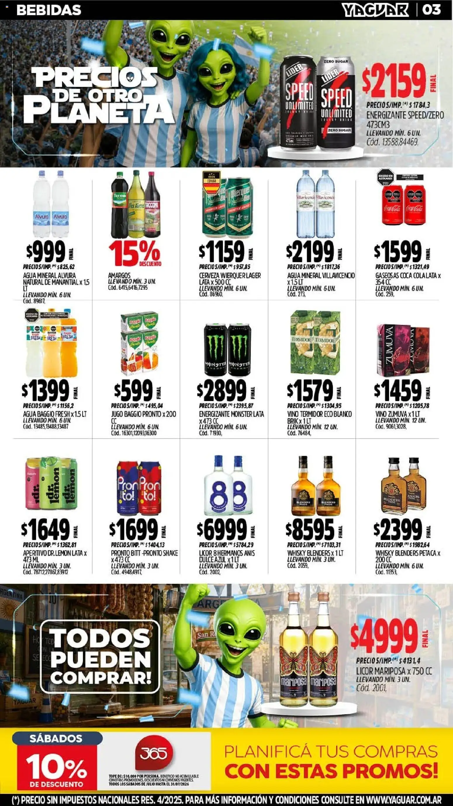 Yaguar - Oferta Semanal Neuquen │ válido desde el 06/07/2026 | Página: 4 | Productos: Agua, Jugo, Vino, Cerveza