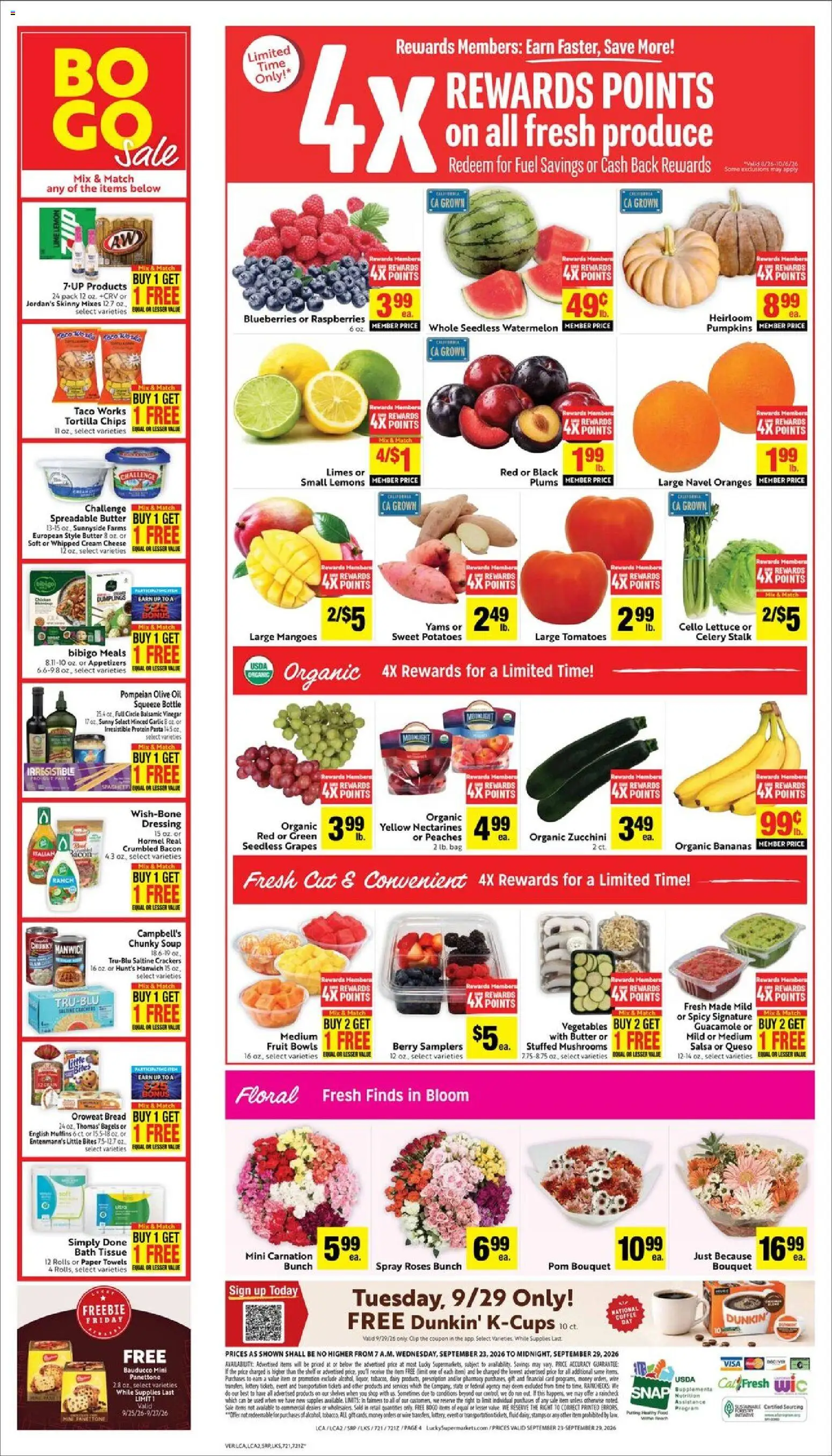 Lucky Supermarkets Weekly Ad - valid from 09/23/2026 | Page: 4 | Products: Butter, Wine, Oranges, Dressing