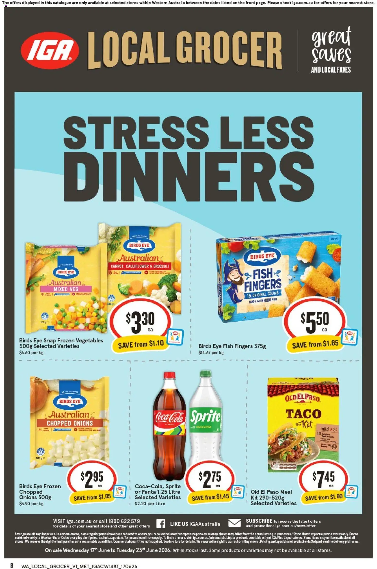 IGA catalogue - valid from 17.06.2026 | Page: 2 | Products: Fish, Coca Cola, Vegetables, Cauliflower