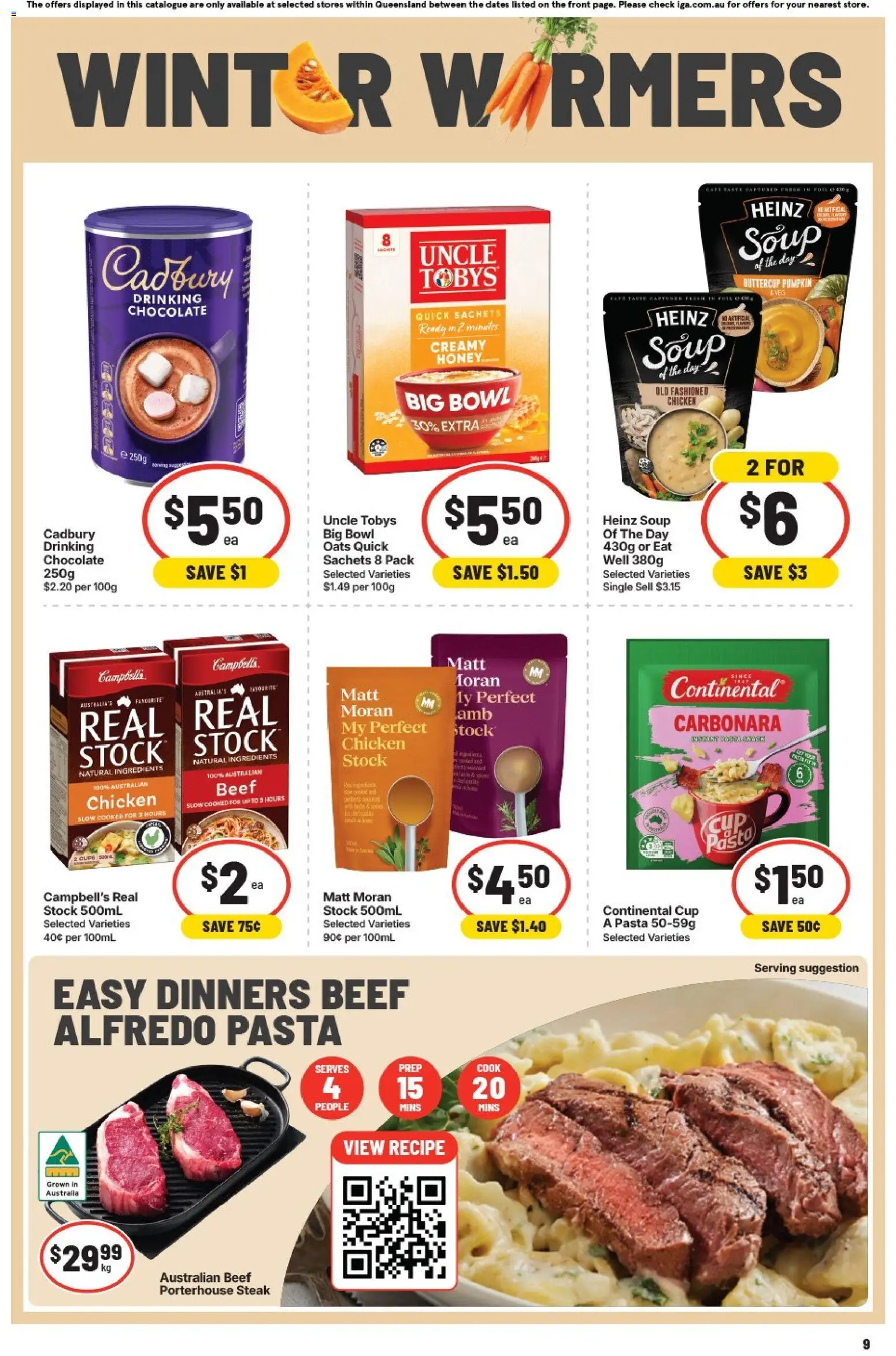 IGA catalogue - valid from 08/07/2026 | Page: 9 | Products: Chocolate, Honey, Pasta, Steak