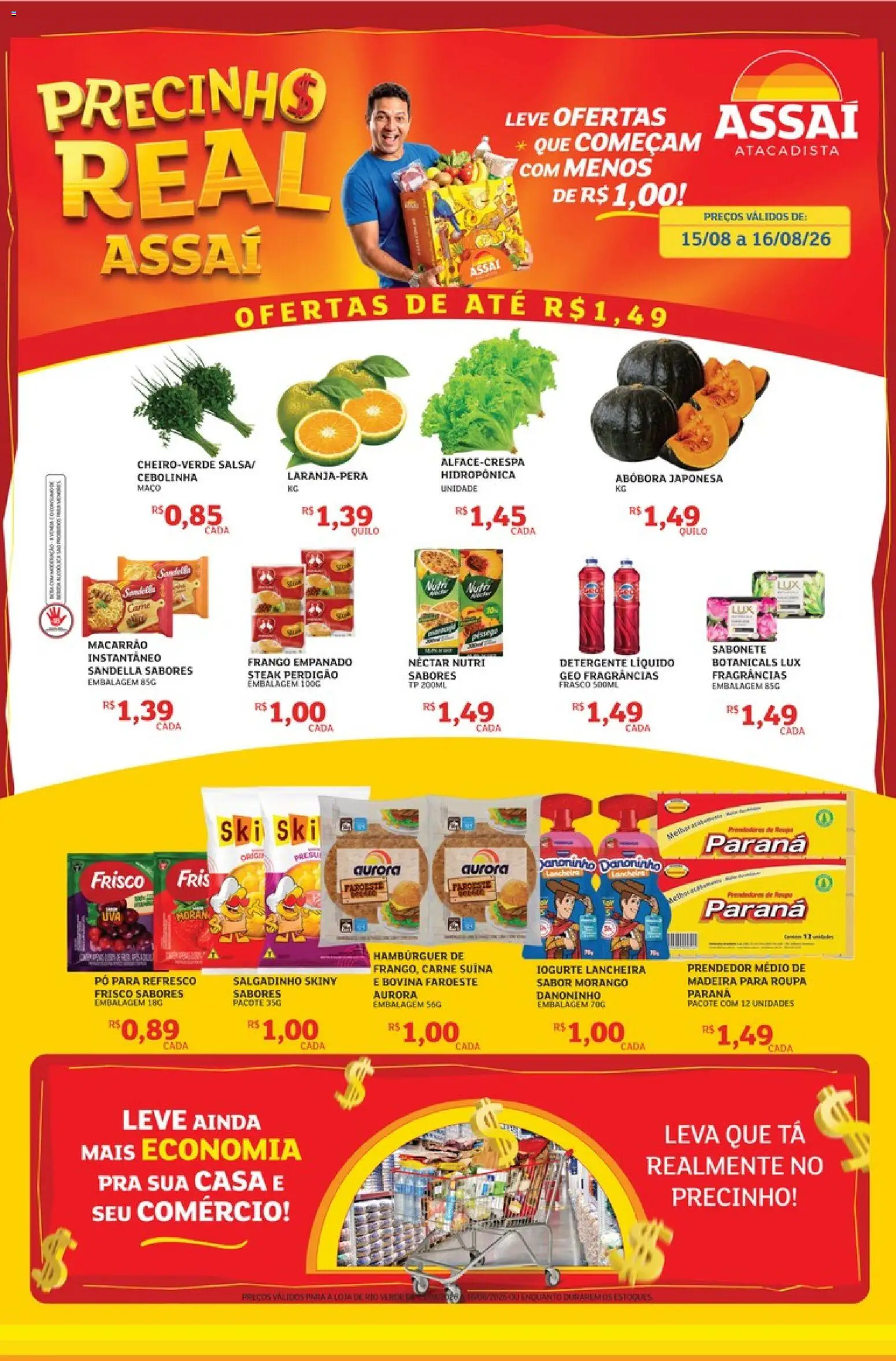 Assaí Atacadista Folheto - válido de 15/08/2026 | Página: 1 | Produtos: Pó, Steak, Lancheira, Detergente