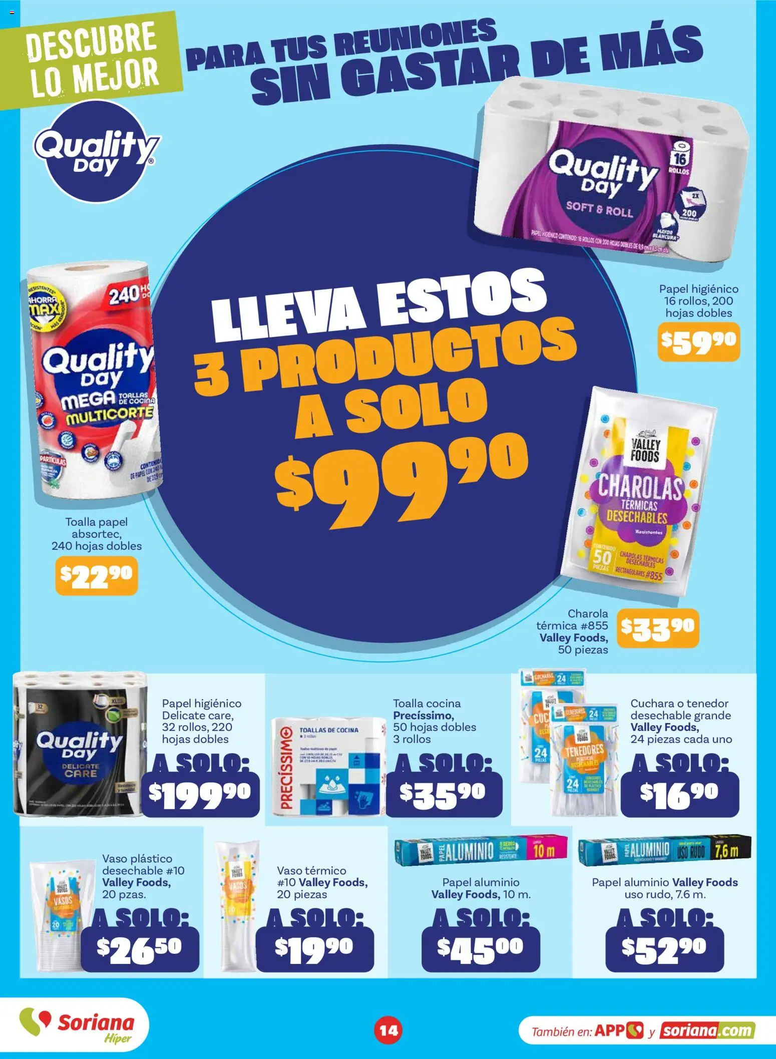 Nuevas ofertas de Soriana válidas en toda la República Mexicana desde el 31/08/2026. ¡Encuentra las mejores ofertas en Soriana Descubre lo mejor al mejor precio Híper Nacional! | Página: 15 | Productos: Papel higiénico, Cocina, Papel aluminio, Toallas