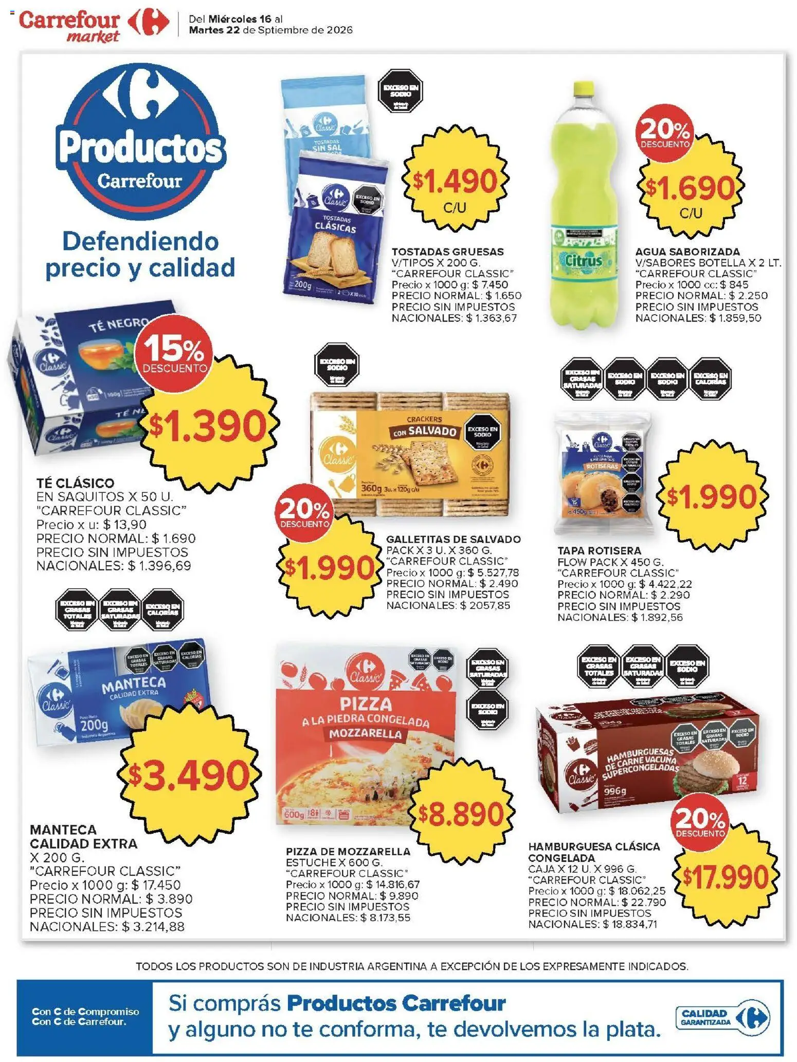 Carrefour Market catálogo │ válido desde el 16/09/2026 | Página: 17 | Productos: Peso, Carne, Hamburguesa, Agua