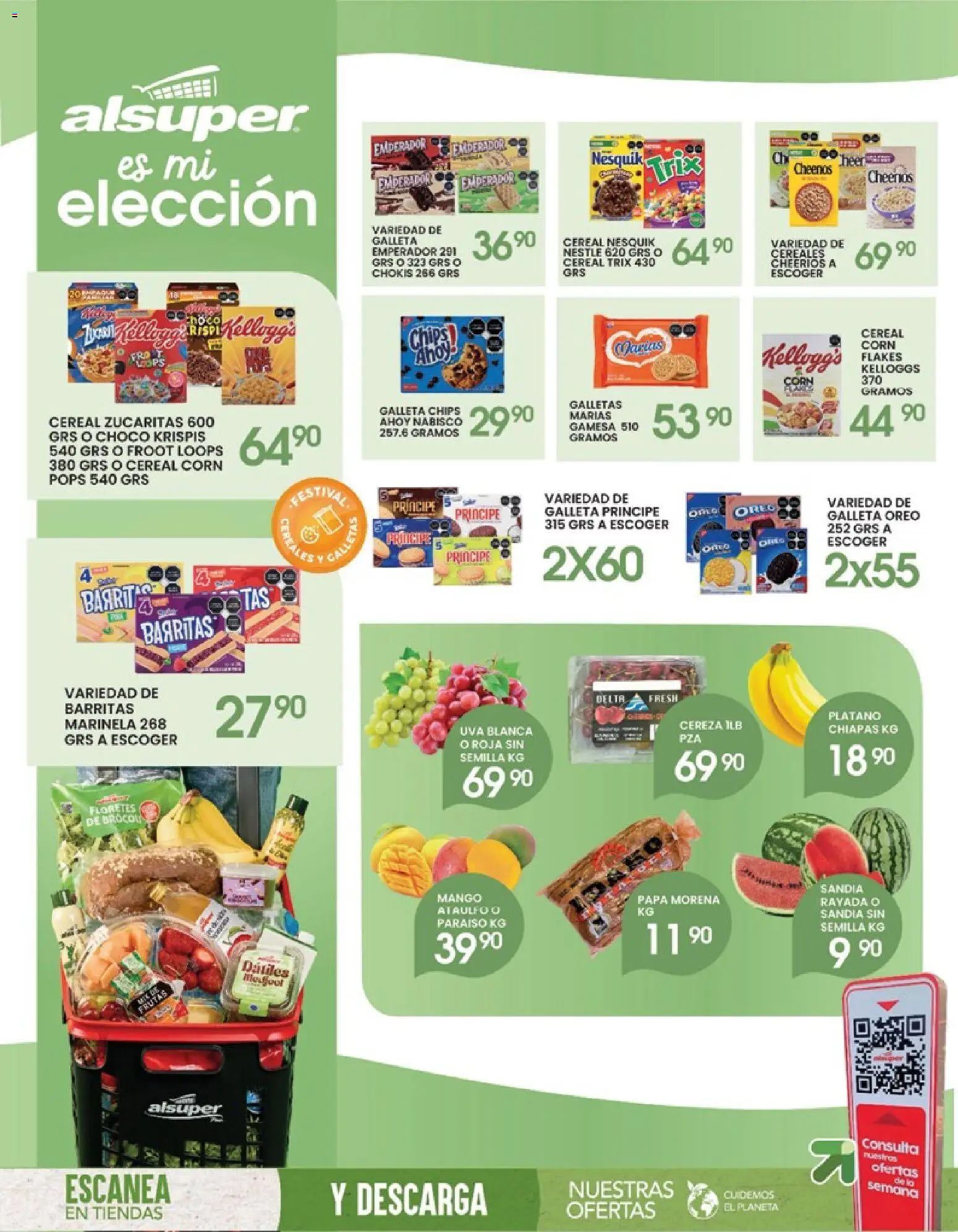 Nuevas ofertas de Alsuper válidas en toda la República Mexicana desde el 05.05.2026. ¡Encuentra las mejores ofertas en Alsuper folleto SALTILLO! | Página: 8 | Productos: Plátano, Sandía, Mango, Galletas