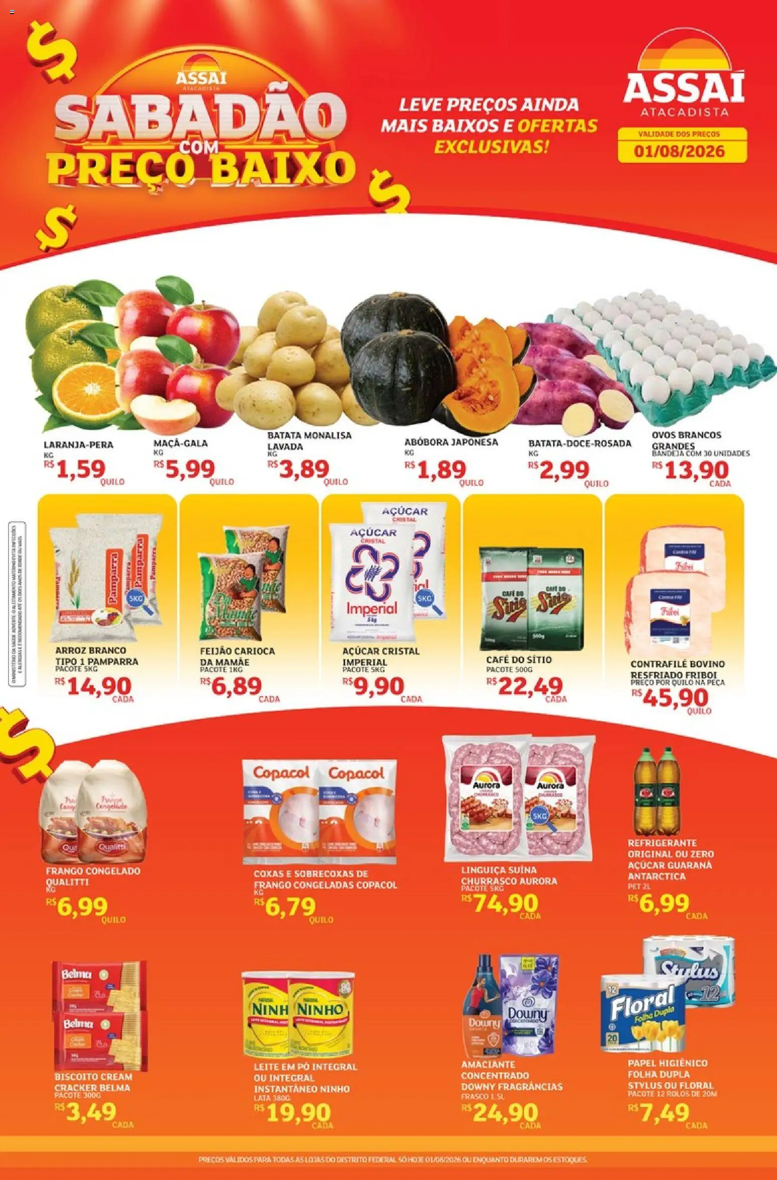 Assaí Atacadista Folheto - válido de 01/08/2026 | Página: 1 | Produtos: Pó, Café, Batata, Frango