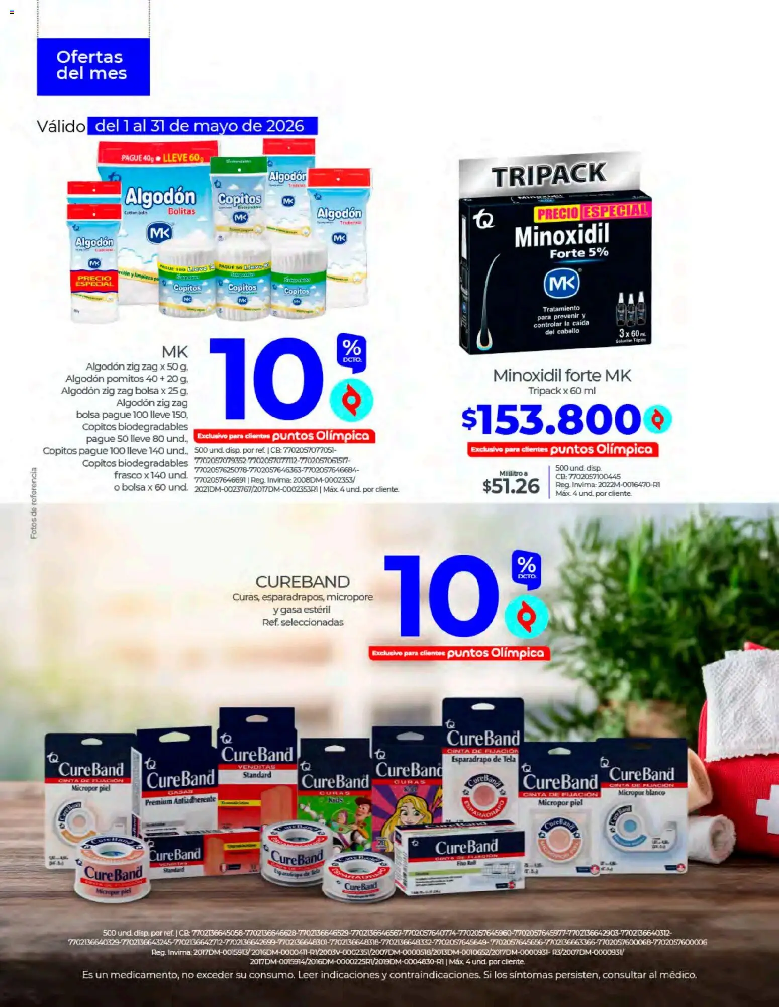 Olímpica revista - valida desde el 01.05.2026 | Página: 10 | Productos: Algodón, Frasco, Bolsa, Cinta
