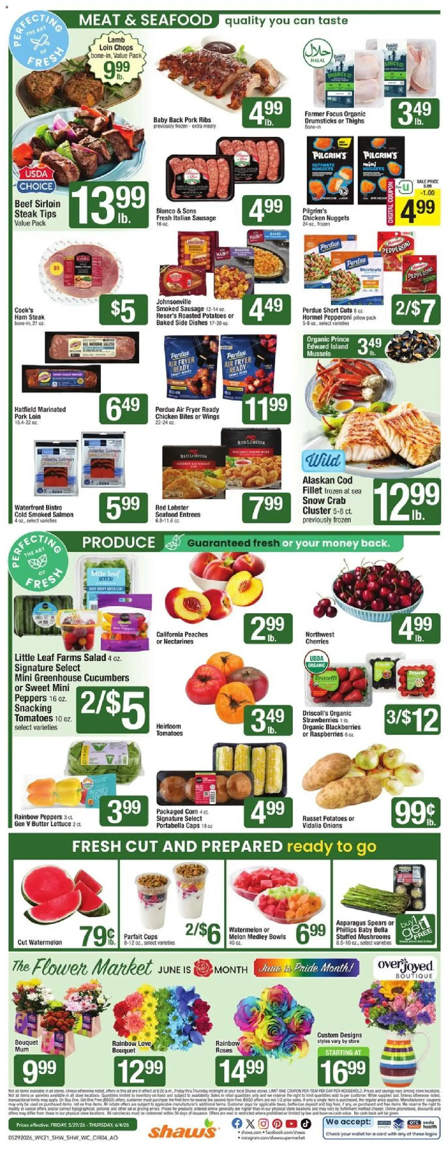 Shaw's Weekly Ad - NH - valid from 29.05.2026 | Page: 4 | Products: Mushrooms, Ham, Pork, Melon