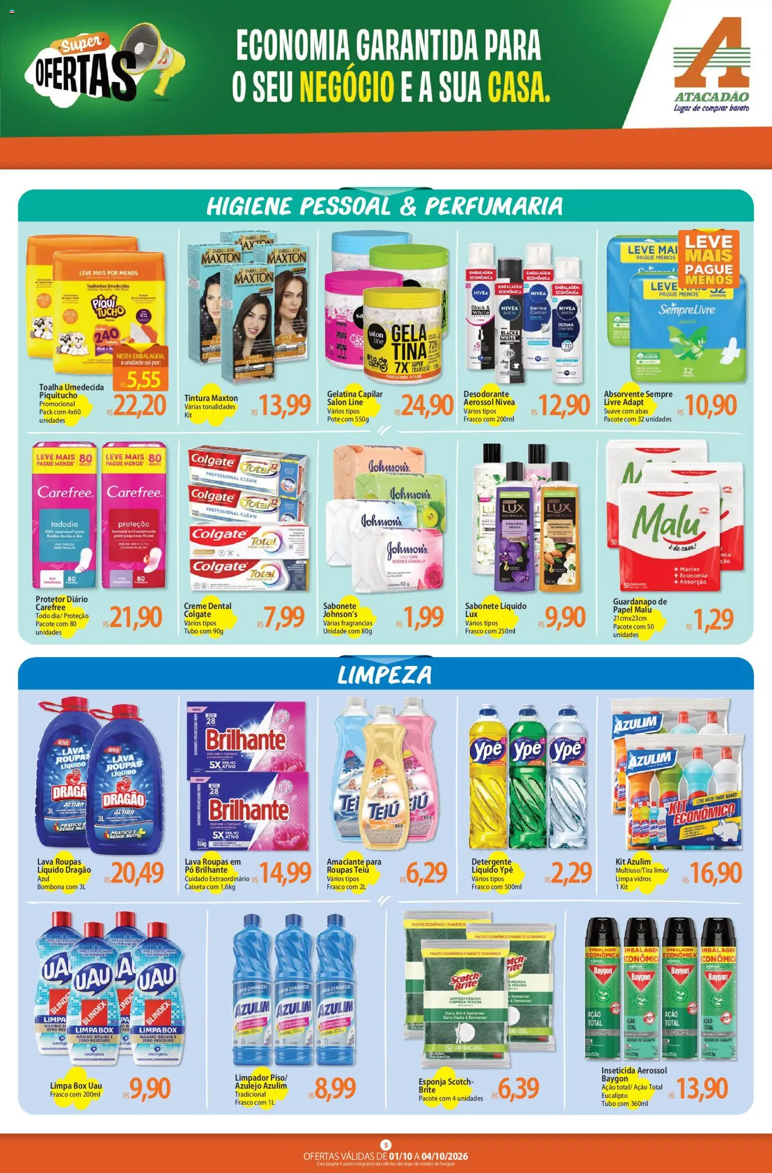 Atacadão Folheto - válido de 01/10/2026 | Página: 5 | Produtos: Azulim, Roupas, Sabonete, Absorvente