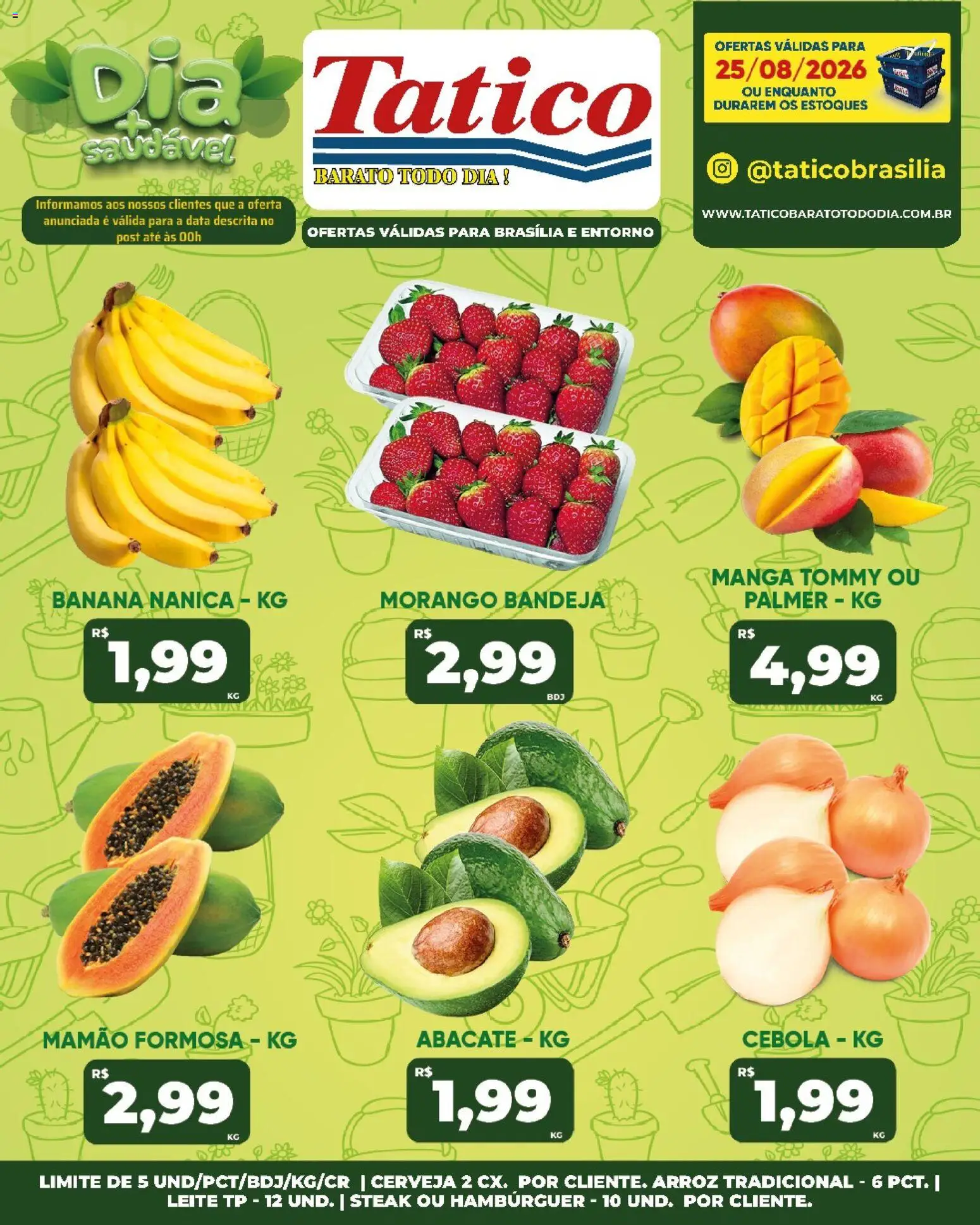 Tatico Folheto - válido de 25/08/2026 | Página: 17 | Produtos: Cebola, Abacate, Arroz, Manga
