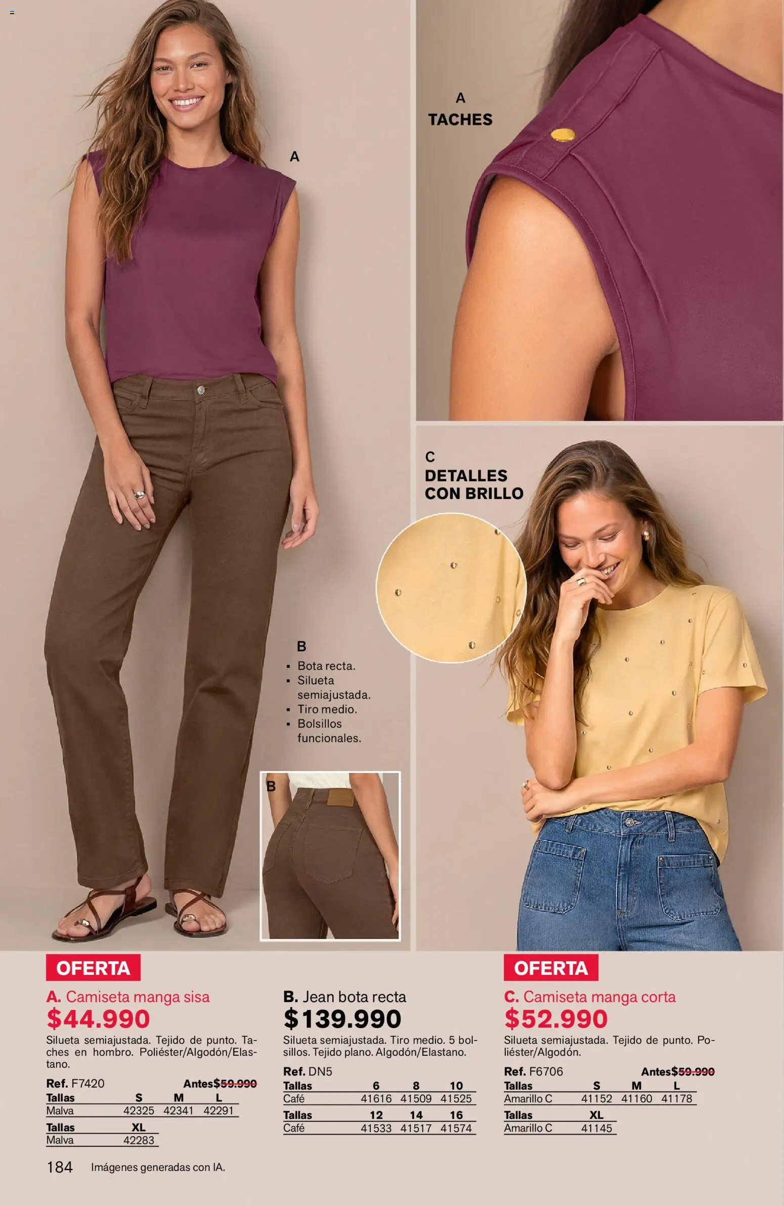 Leonisa revista - valida desde el 24/08/2026 | Página: 184 | Productos: Bolsillos, Jean, Brillo, Camiseta manga sisa