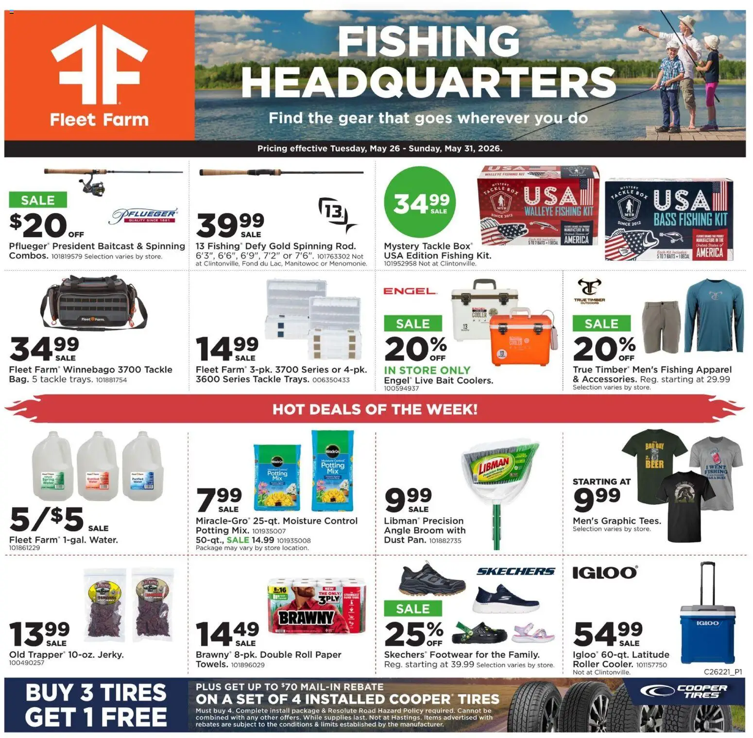 Mills Fleet Farm Weekly Ad - valid from 26.05.2026 | Page: 1 | Products: Box, Beer, Bait