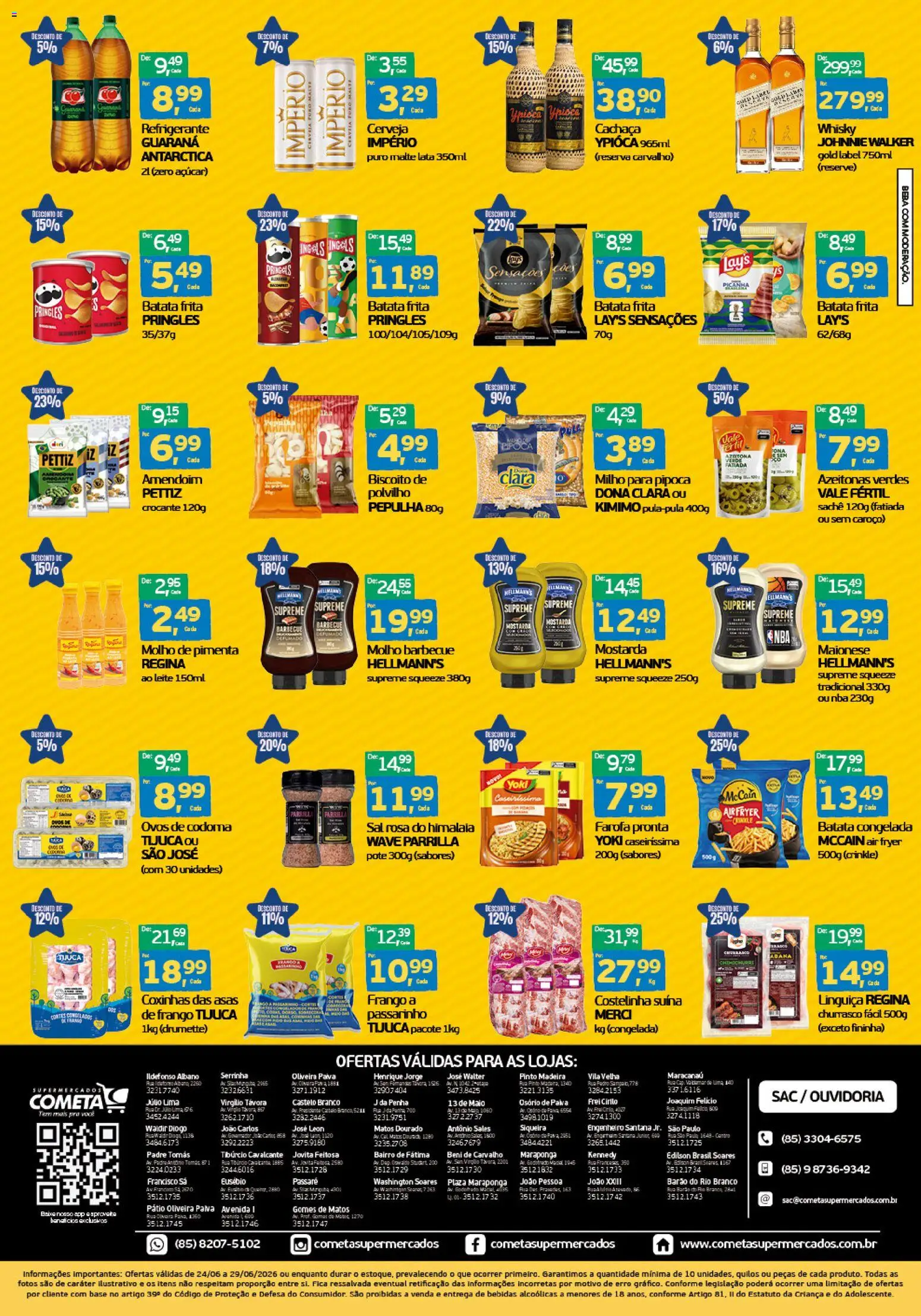 Cometa Supermercados Folheto - válido de 24/06/2026 | Página: 2 | Produtos: Biscoito, Linguiça, Refrigerante, Pipoca