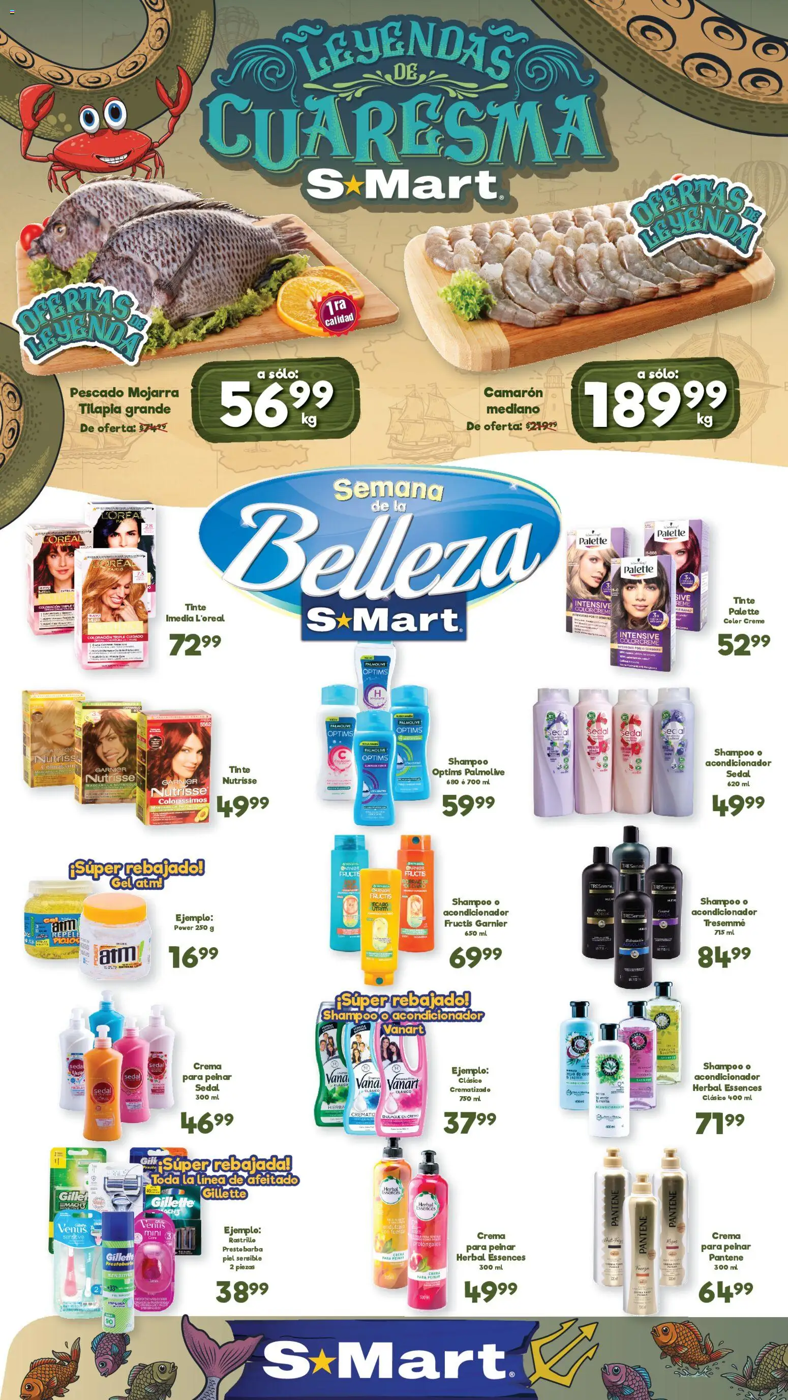 Nuevas ofertas de S-Mart válidas en toda la República Mexicana desde el 06.03.2026. ¡Encuentra las mejores ofertas en S-Mart folleto Ofertas de feria Chihuahua! | Página: 1 | Productos: Crema, Rastrillo, Espuma, Acondicionador