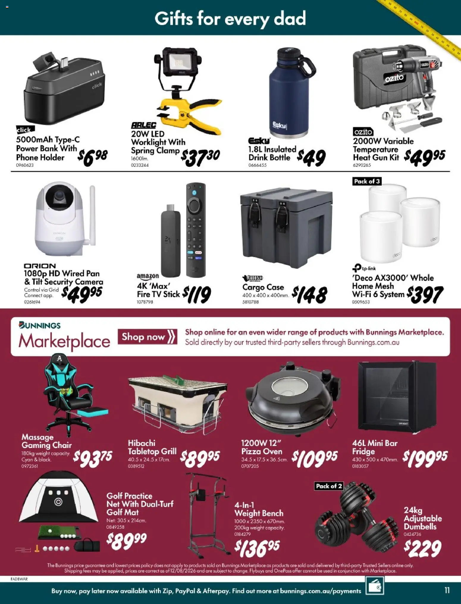 Bunnings Warehouse catalogue - valid from 12/08/2026 | Page: 11 | Products: Chair, Phone, Camera, Weight