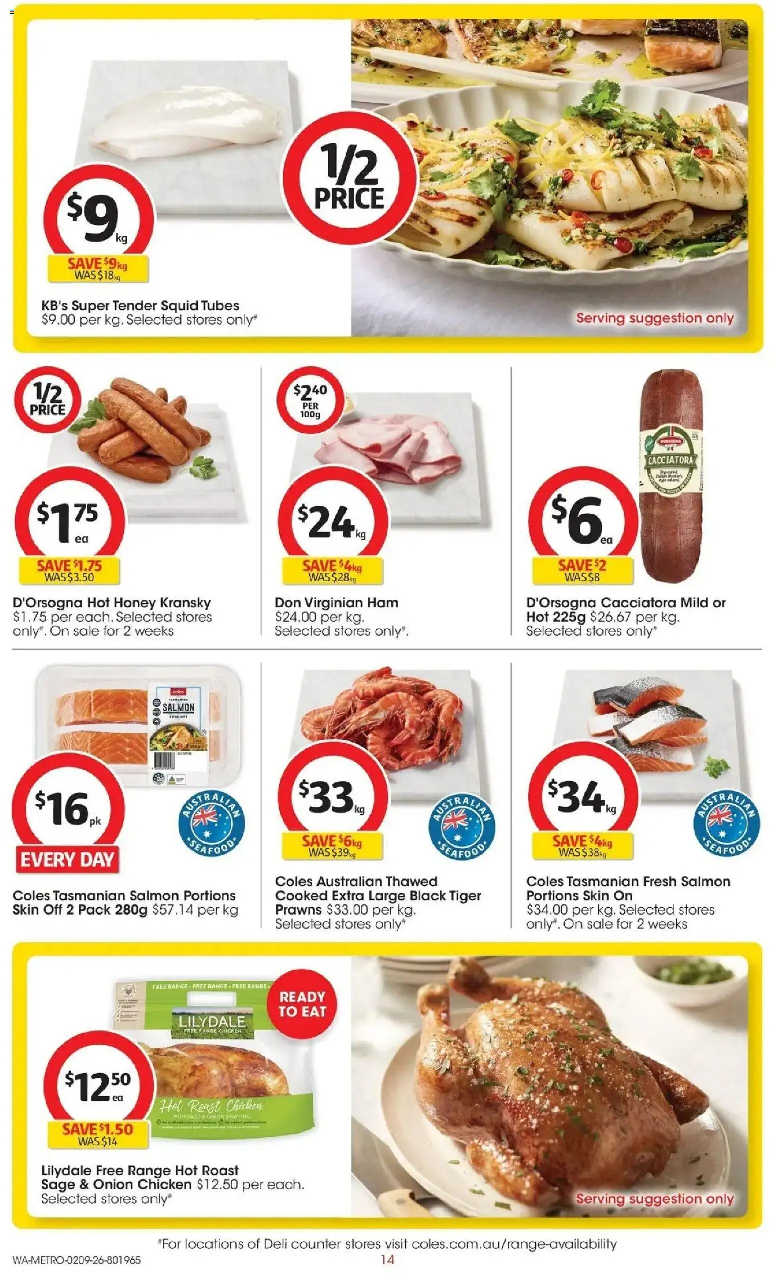 Coles catalogue - valid from 02/09/2026 | Page: 14 | Products: Ham, Salmon, Tubes, Roast