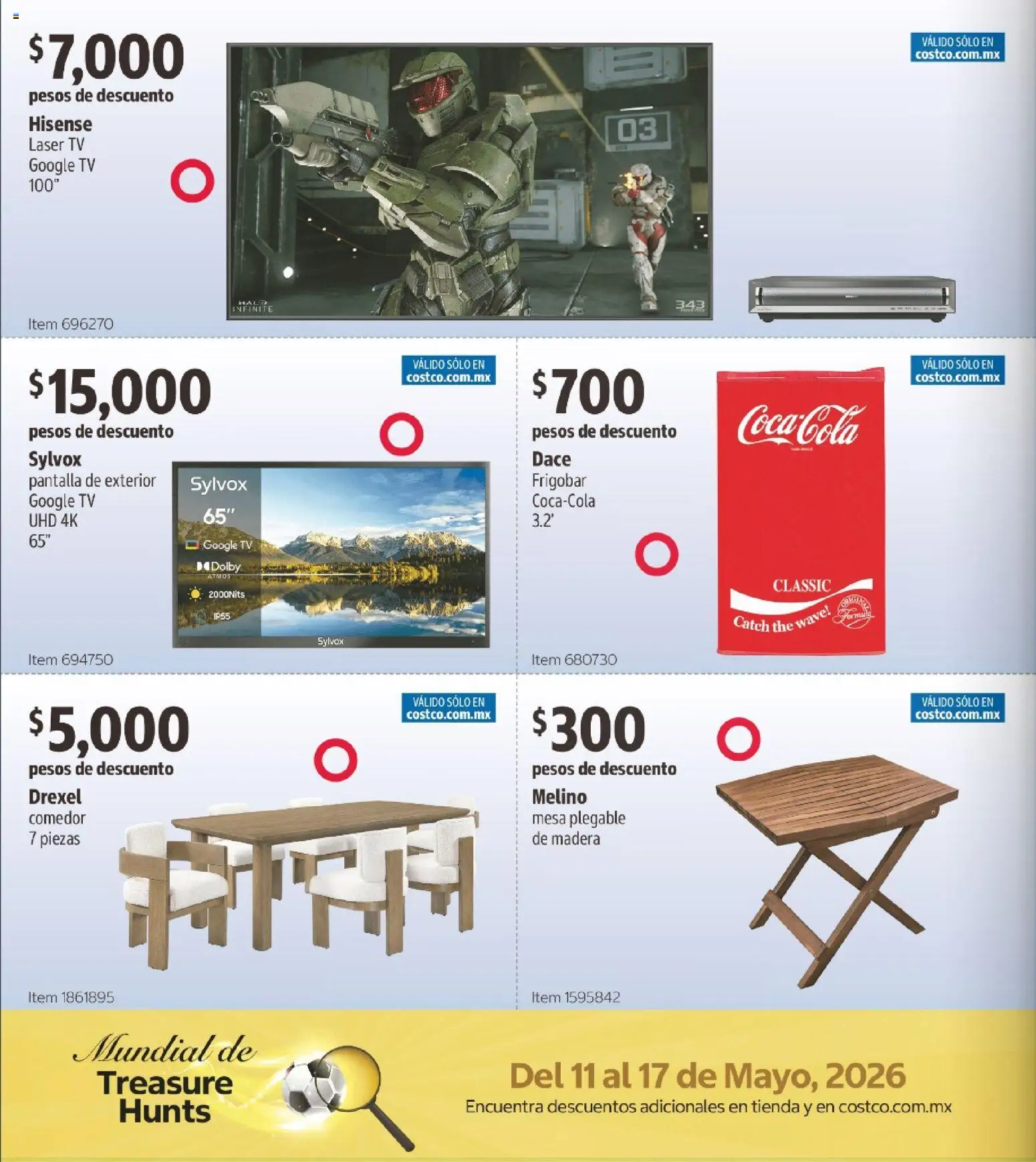 Nuevas ofertas de Costco válidas en toda la República Mexicana desde el 11.05.2026. ¡Encuentra las mejores ofertas en Costco catálogo! | Página: 6 | Productos: Frigobar, Mesa