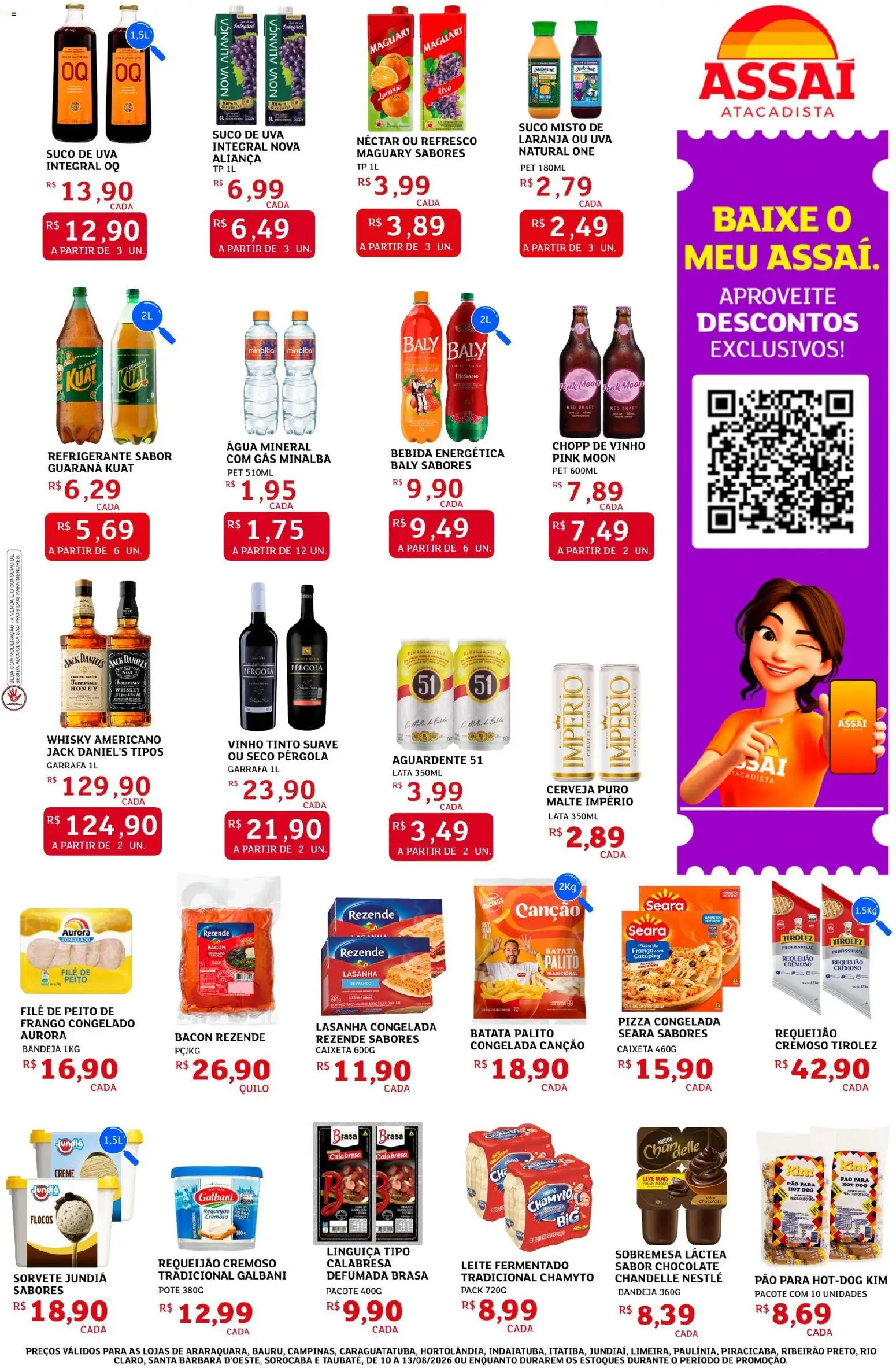 Assaí Atacadista Folheto - válido de 10/08/2026 | Página: 3 | Produtos: Whisky, Leite, Vinho, Peito de frango