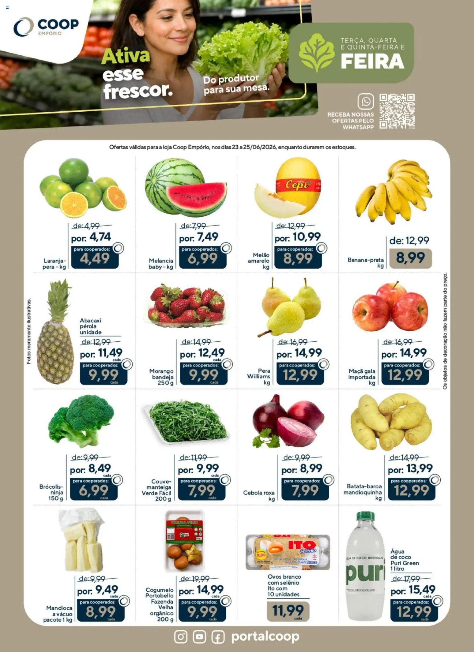 Coop Folheto - válido de 23/06/2026 | Página: 1 | Produtos: Coco, Melancia, Ovos, Abacaxi