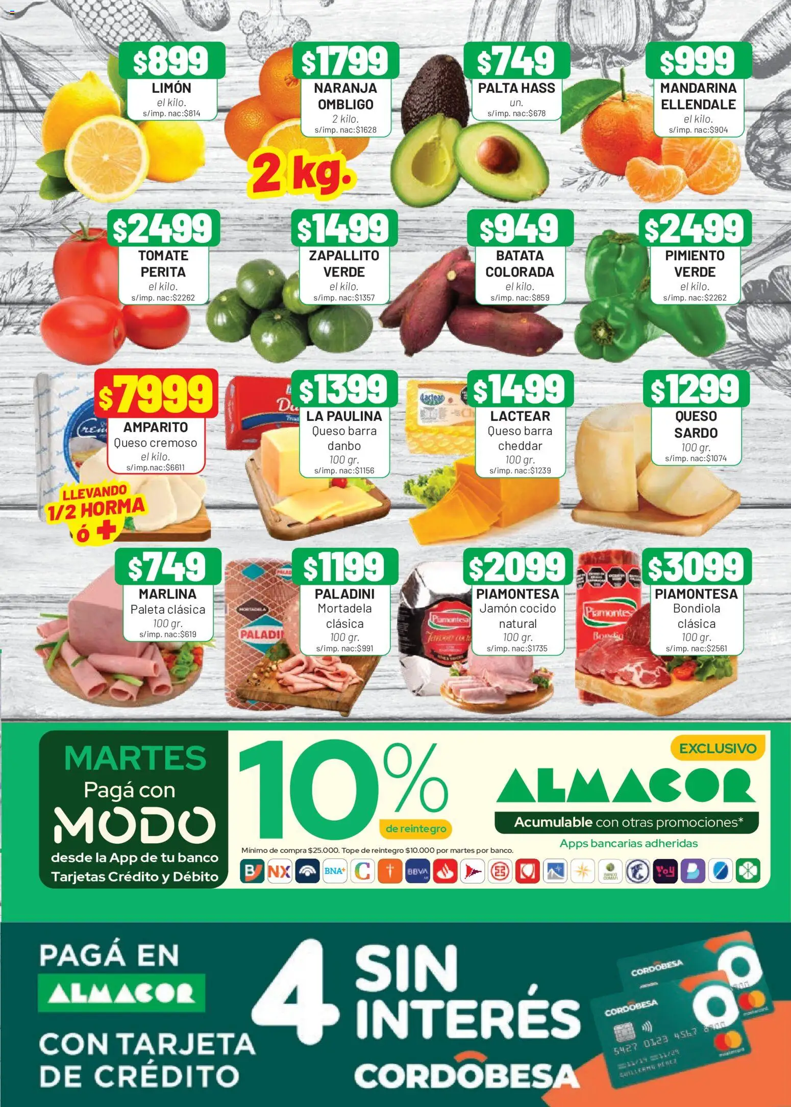 Almacor catálogo │ válido desde el 23/07/2026 | Página: 3 | Productos: Mortadela, Batata, Queso, Jamón