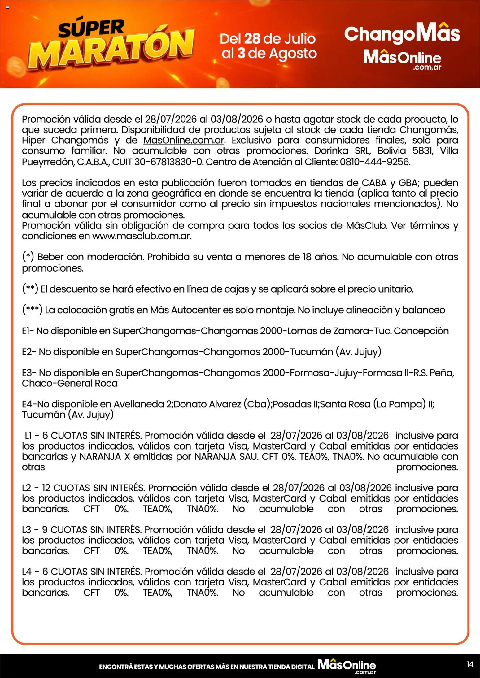 Changomas Súper Maratón │ válido desde el 28/07/2026 | Página: 14 | Productos: Sobre