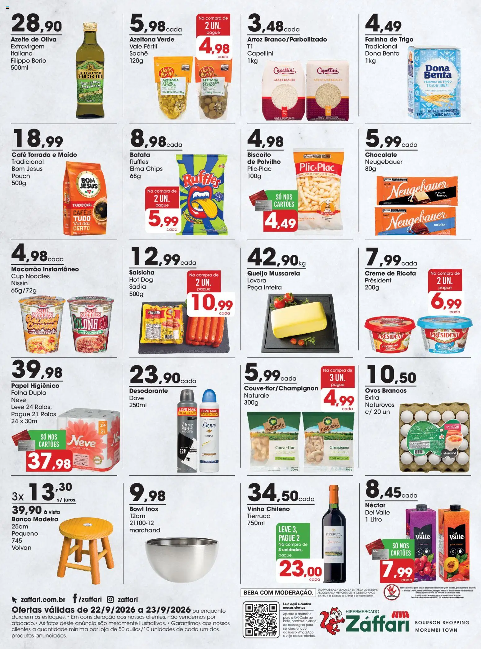 Zaffari Folheto - válido de 22/09/2026 | Página: 2 | Produtos: Banco, Ovos, Ricota, Macarrão instantâneo