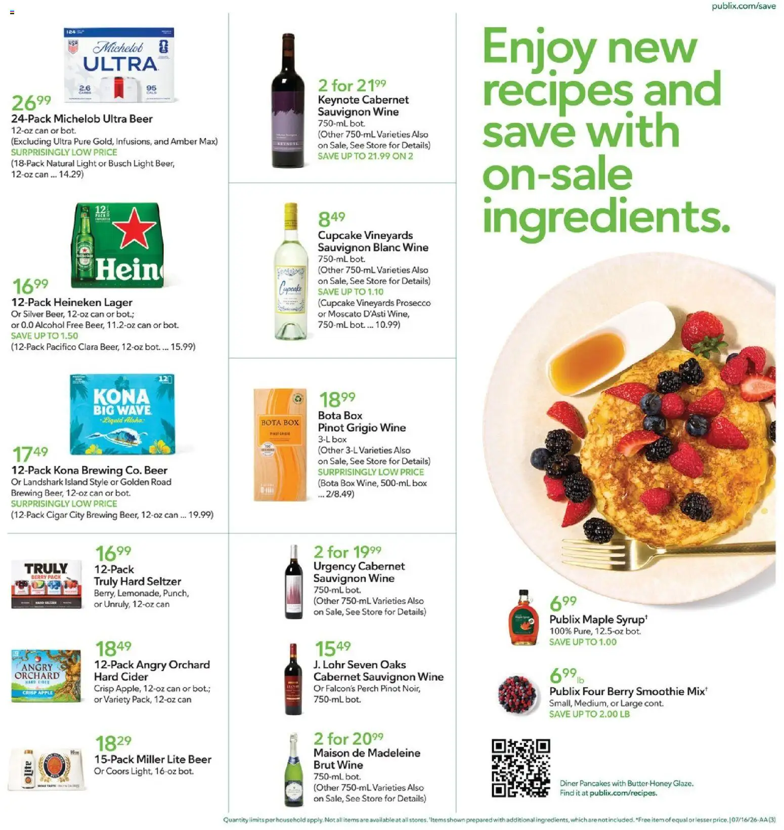Publix Weekly Ad - valid from 07/15/2026 | Page: 3 | Products: Perch, Wine, Smoothie, Cupcake