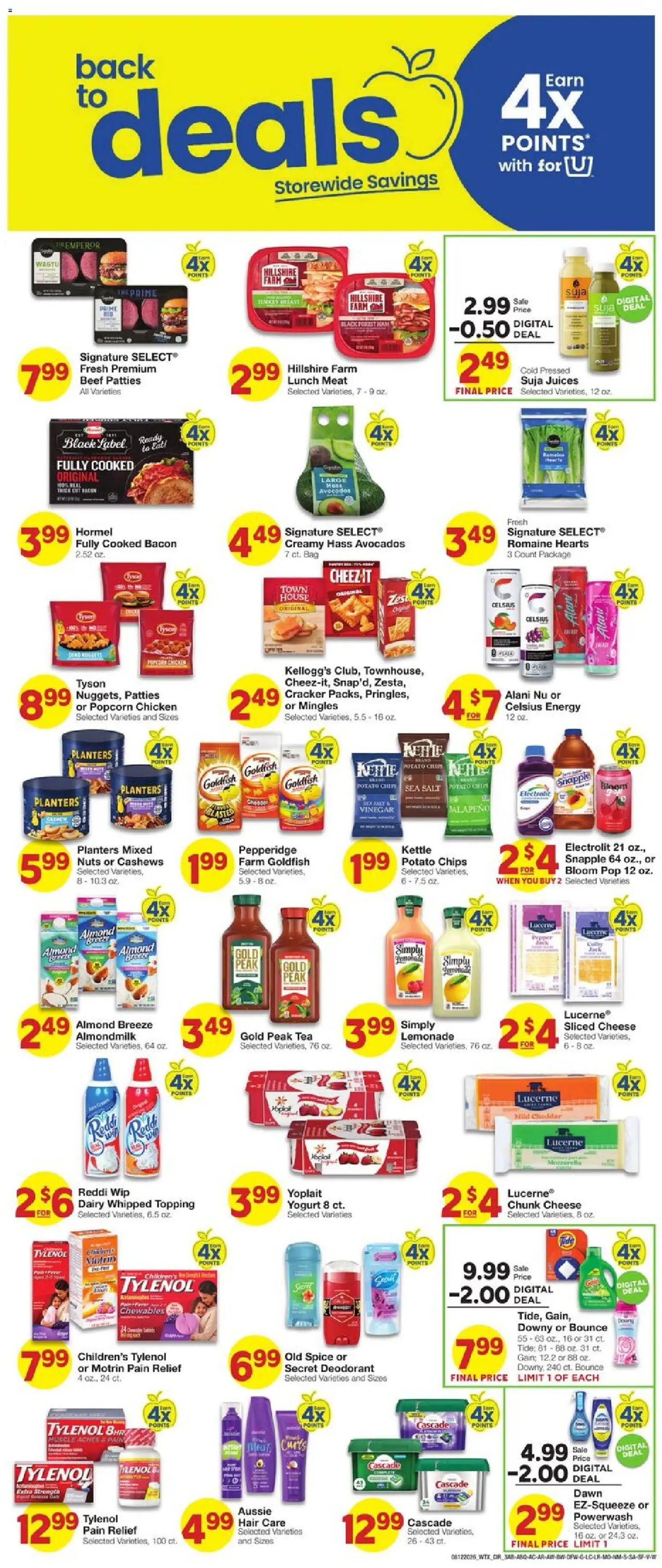 United Supermarkets Weekly Ad - valid from 08/12/2026 | Page: 3 | Products: Romaine, Chicken, Deodorant, Beef