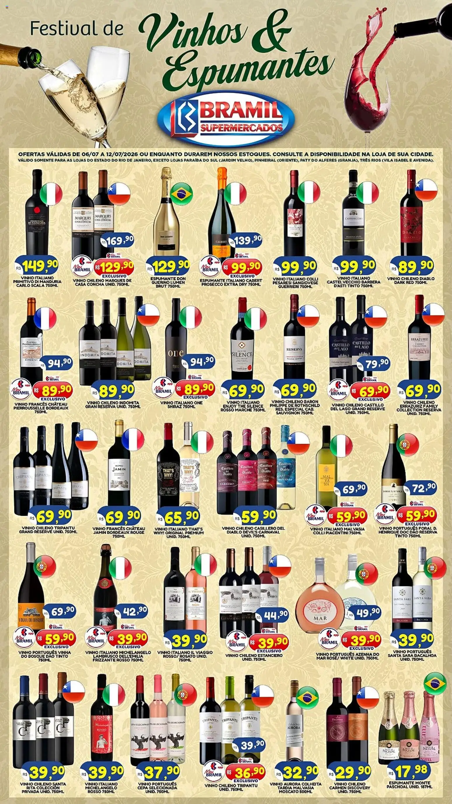 Bramil Supermercados Folheto - válido de 06/07/2026 | Página: 1 | Produtos: Espumante, Vinho