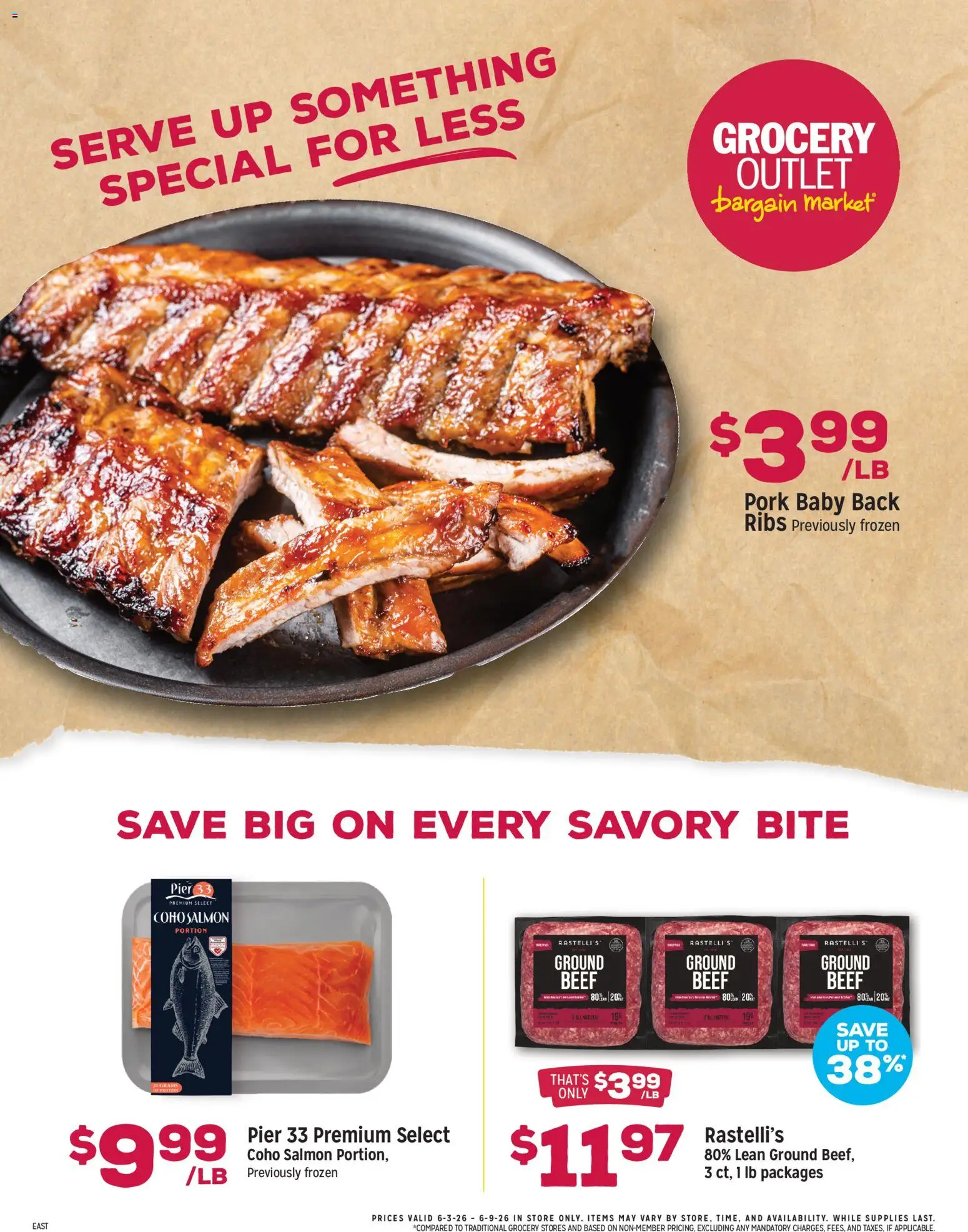 Grocery Outlet Weekly Ad - PA - valid from 03.06.2026 | Page: 1 | Products: Pork, Beef
