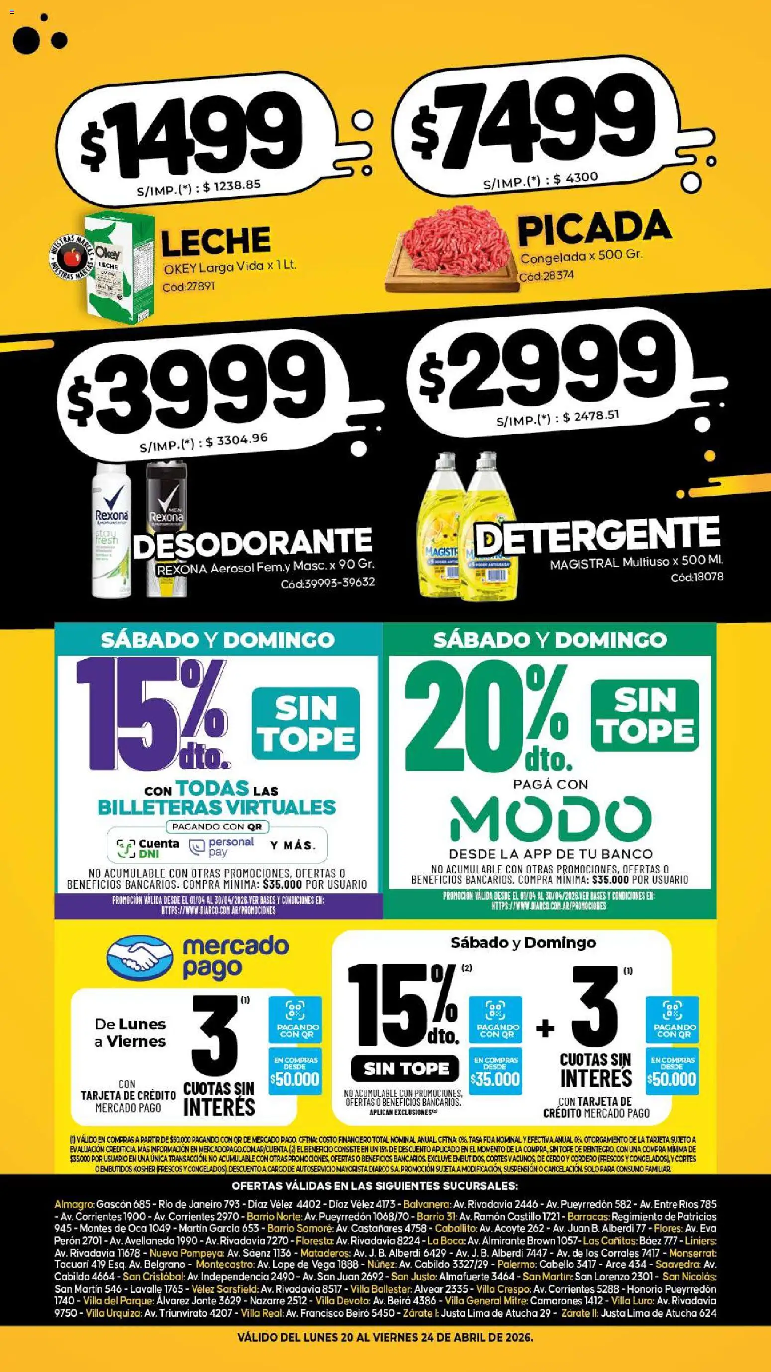 Diarco - Especial Locura De Precios │ válido desde el 20.04.2026 | Página: 2 | Productos: Banco, Desodorante, Detergente, General