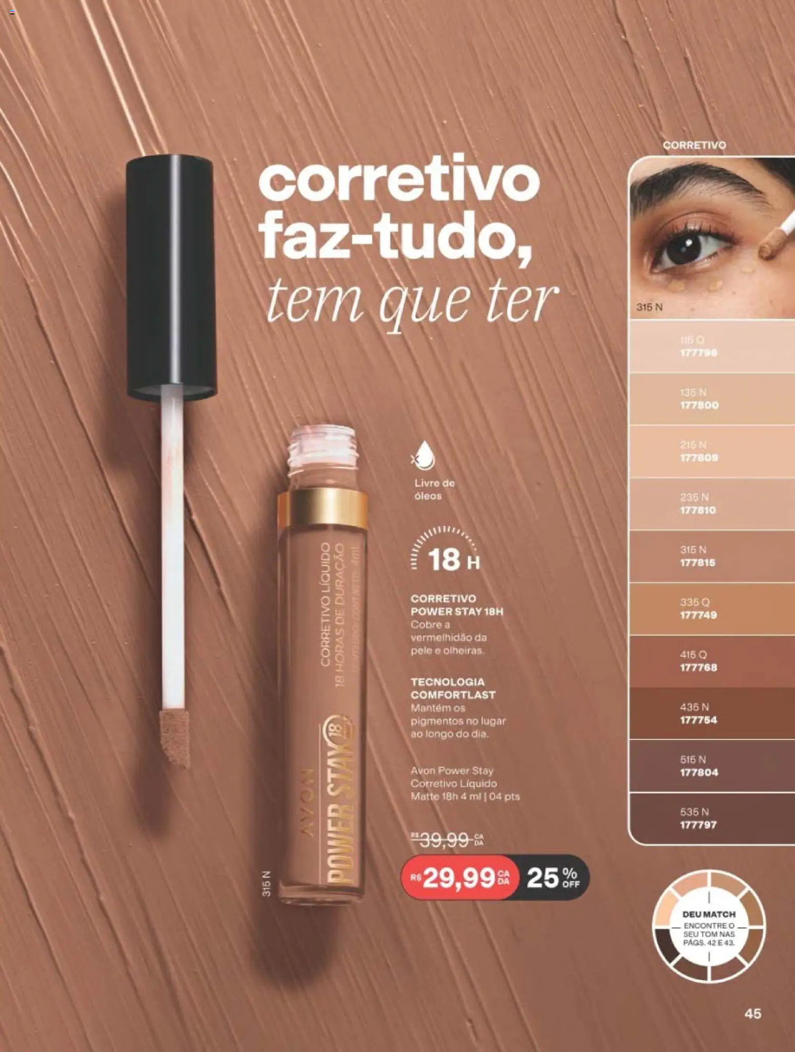 Avon Folheto - válido de 01/09/2026 | Página: 45 | Produtos: Corretivo