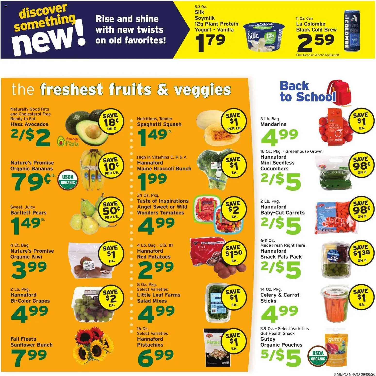 Hannaford Weekly Ad - valid from 09/06/2026 | Page: 3 | Products: Tomatoes, Protein, Salad, Grapes
