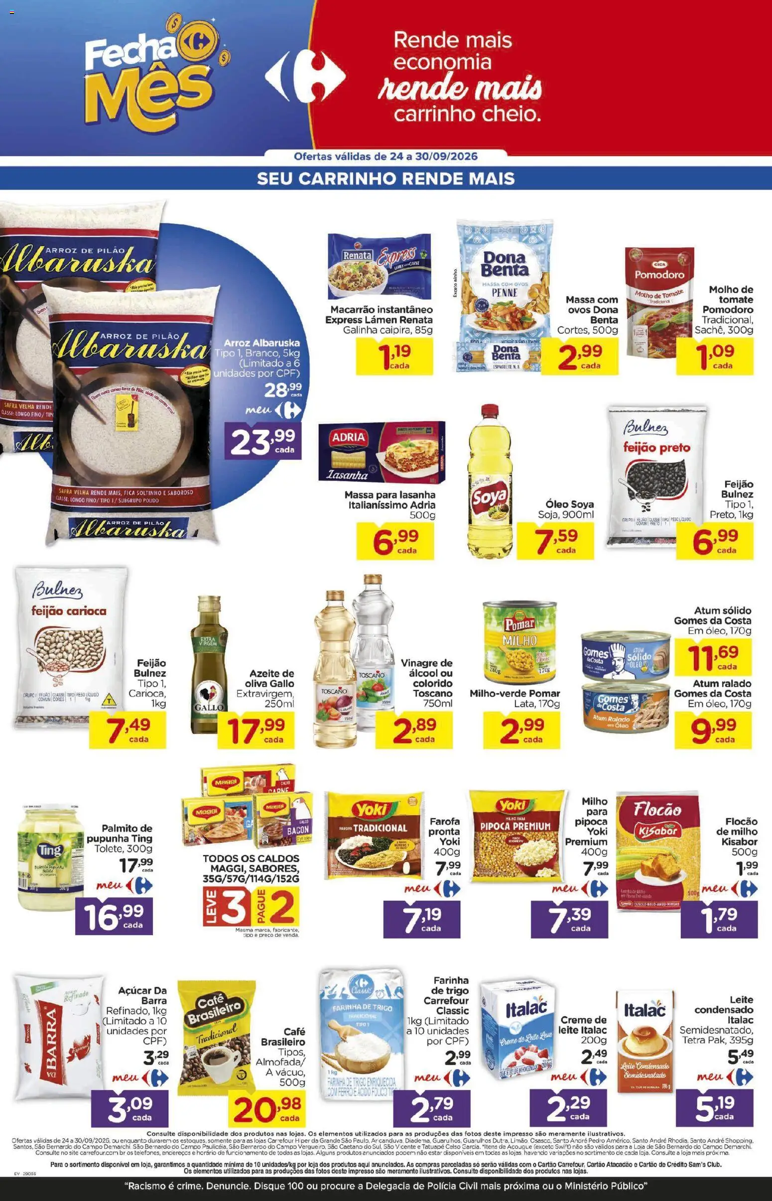 Carrefour Folheto - válido de 24/09/2026 | Página: 2 | Produtos: Espaguete, Leite, Creme de leite, Leite condensado