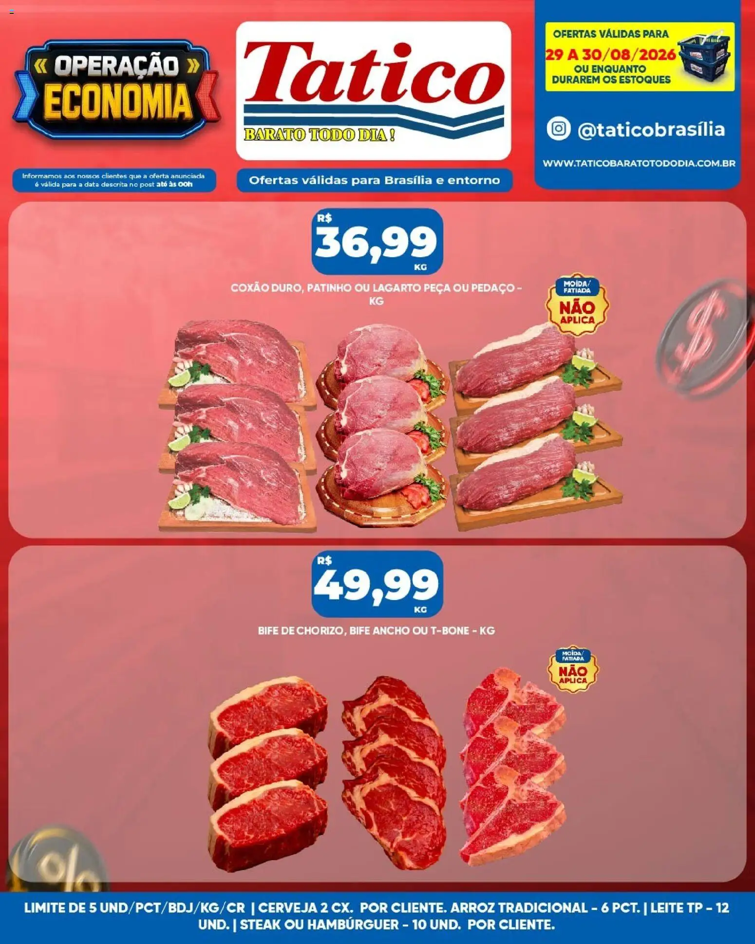 Tatico Folheto - válido de 31/08/2026 | Página: 31 | Produtos: Bife ancho, Leite, Cerveja, Hambúrguer