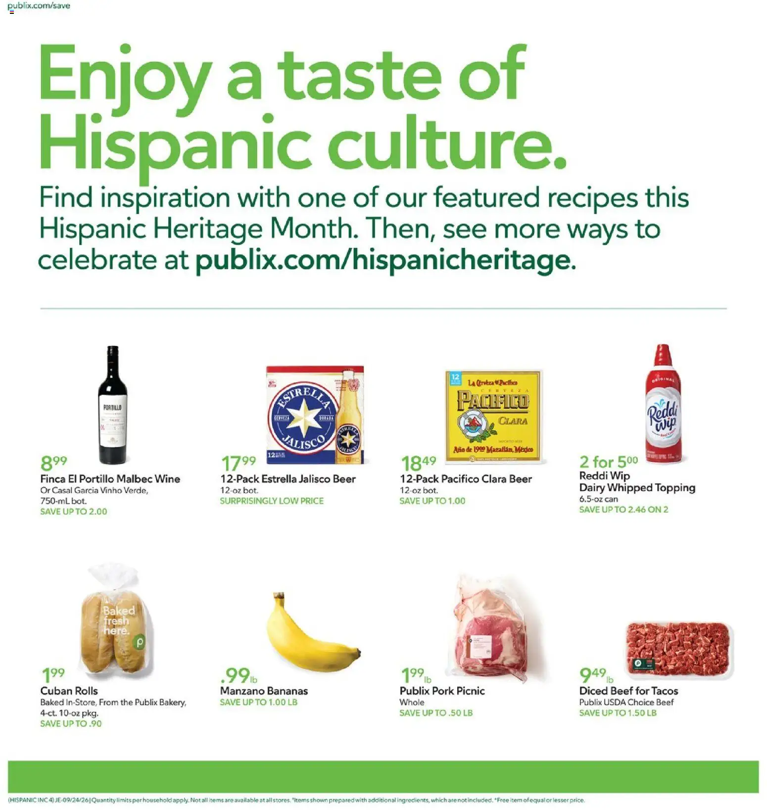 Publix Ad - valid from 09/24/2026 | Page: 4 | Products: Wine, Beer, Bananas, Beef