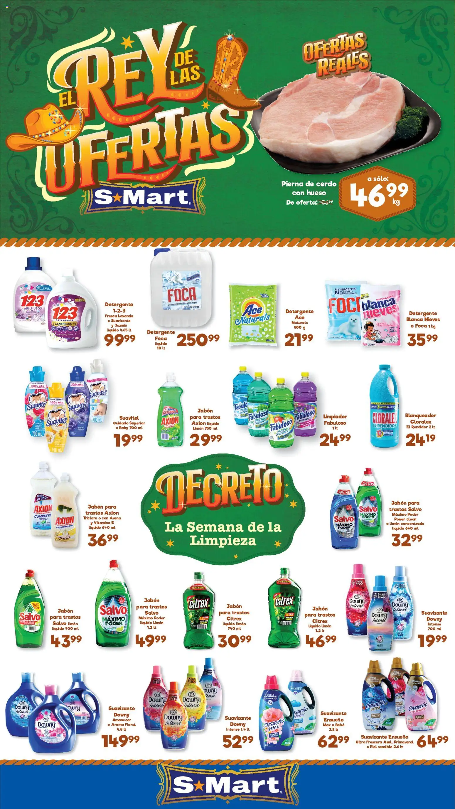 Nuevas ofertas de S-Mart válidas en toda la República Mexicana desde el 30/06/2026. ¡Encuentra las mejores ofertas en S-Mart folleto Ofertas de feria Nuevo Laredo! | Página: 1 | Productos: Detergente, Limón, Cerdo, Jabón