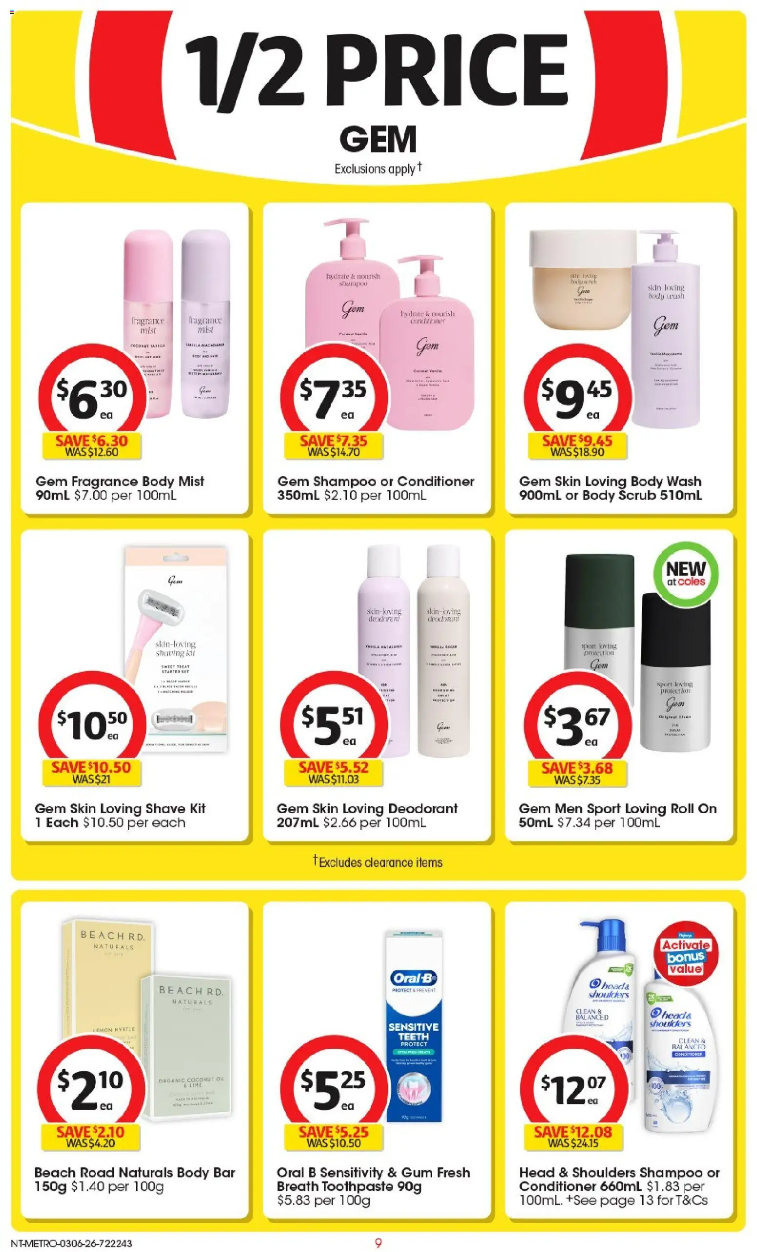 Coles catalogue - valid from 03.06.2026 | Page: 9 | Products: Shampoo, Conditioner, Oil, Deodorant