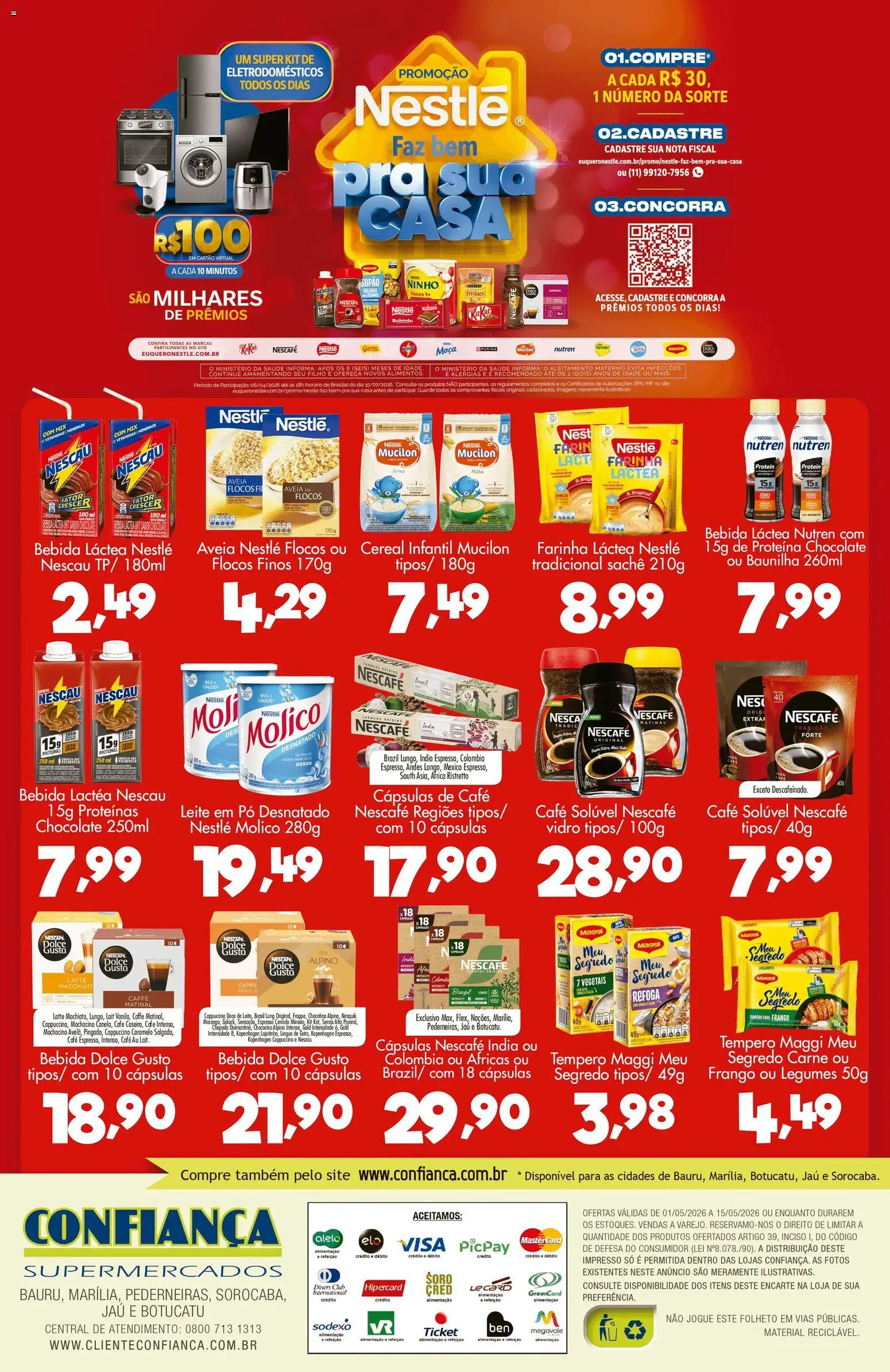 Confiança Folheto - válido de 01.05.2026 | Página: 2 | Produtos: Nescau, Chocolate, Flocos, Frango