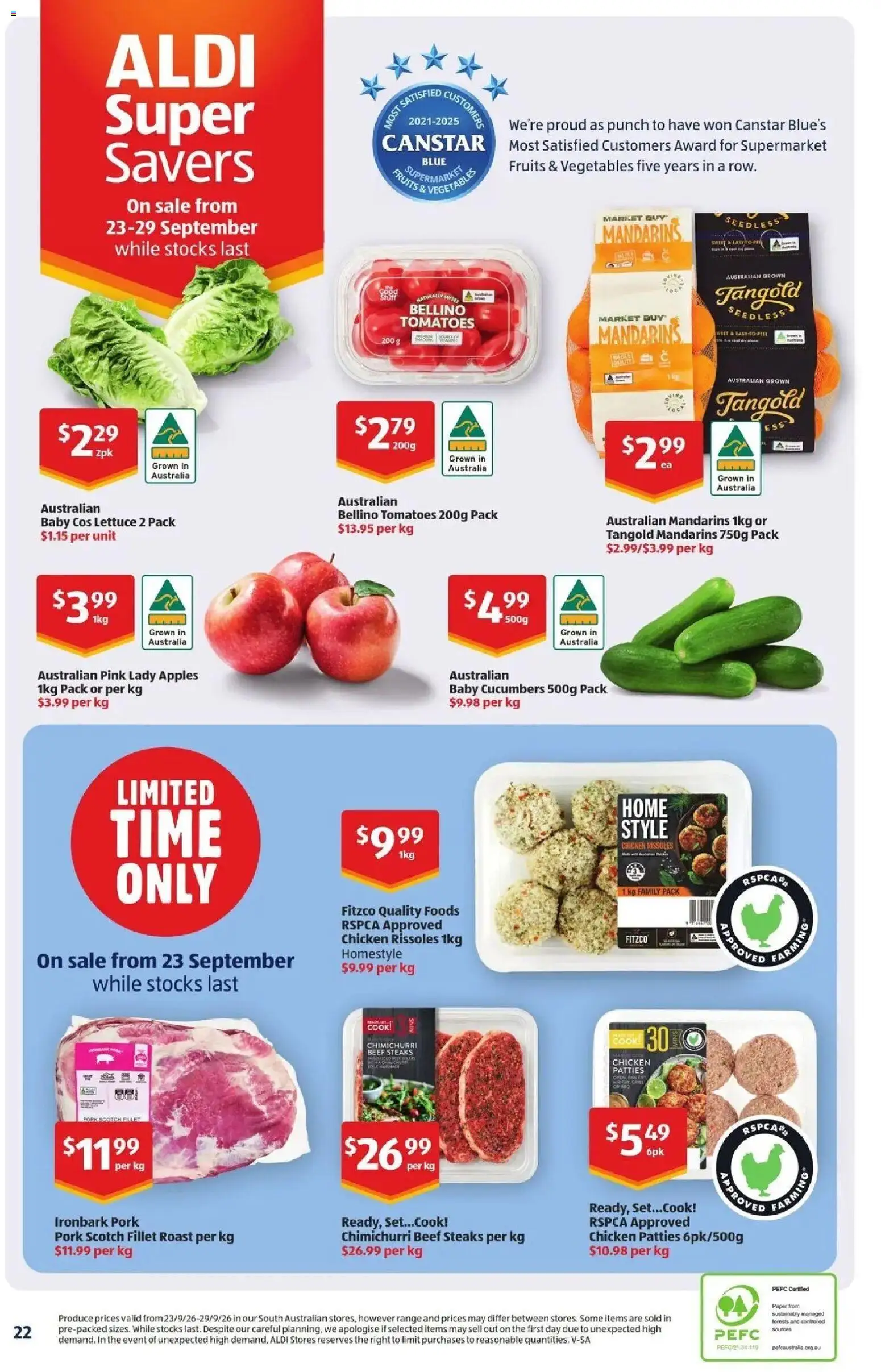 Aldi catalogue - valid from 30/09/2026 | Page: 22 | Products: Pork, Tomatoes, Mandarins, Vegetables