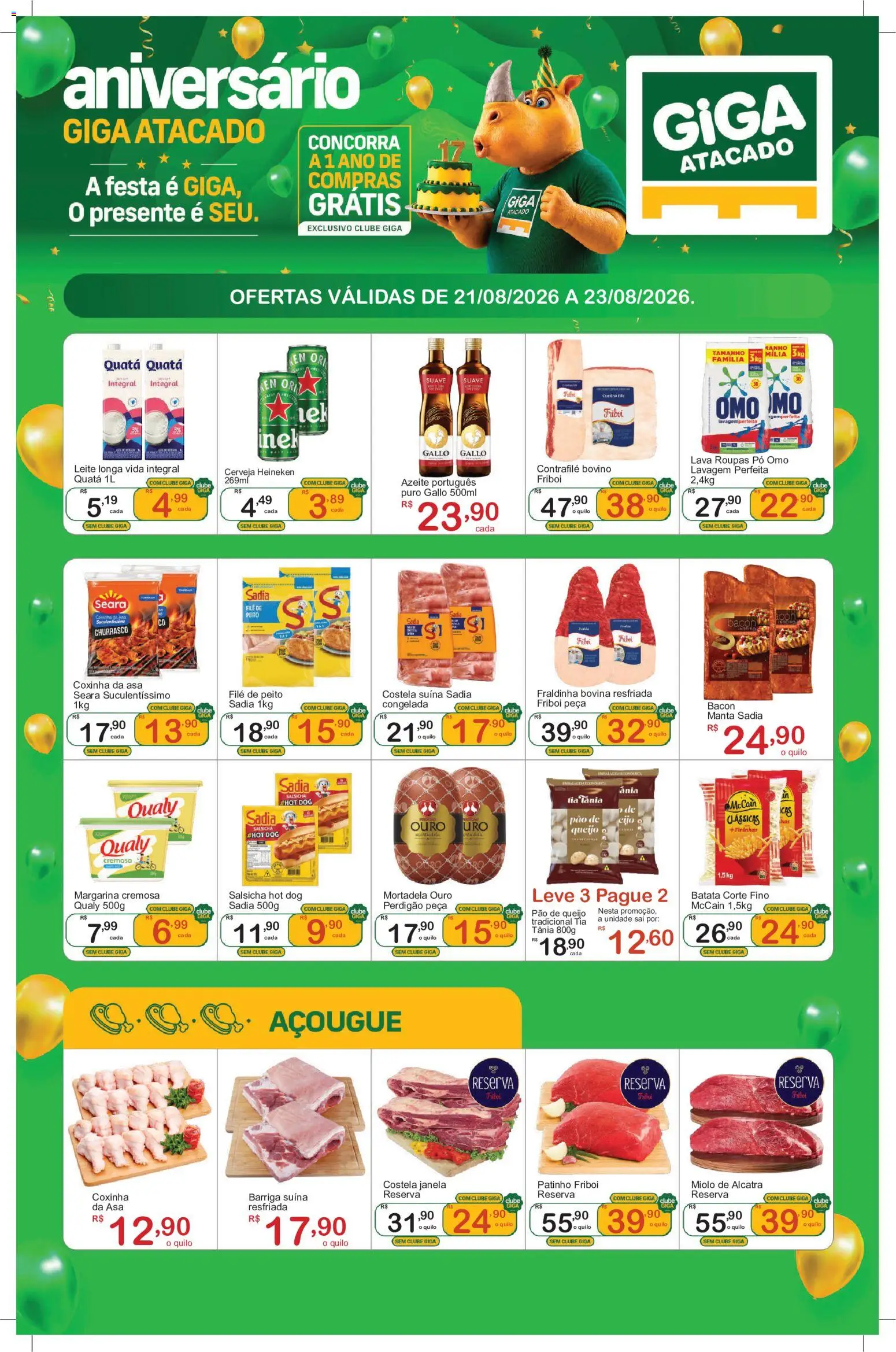 GIGA Atacado Folheto - válido de 21/08/2026 | Página: 1 | Produtos: Pó, Janela, Cerveja Heineken, Pão de queijo