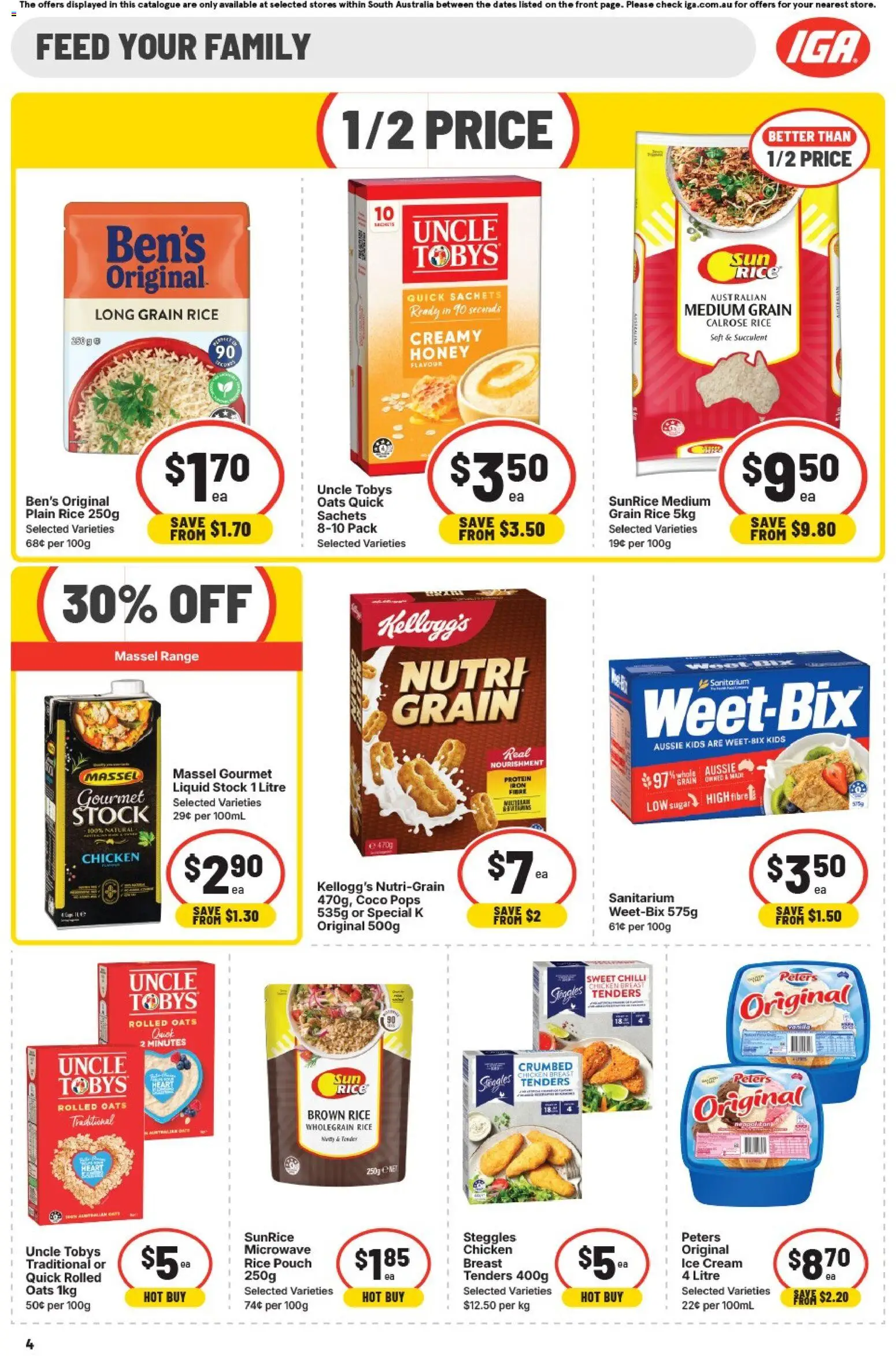 IGA catalogue - valid from 01/07/2026 | Page: 4 | Products: Honey, Chicken, Sugar, Iron