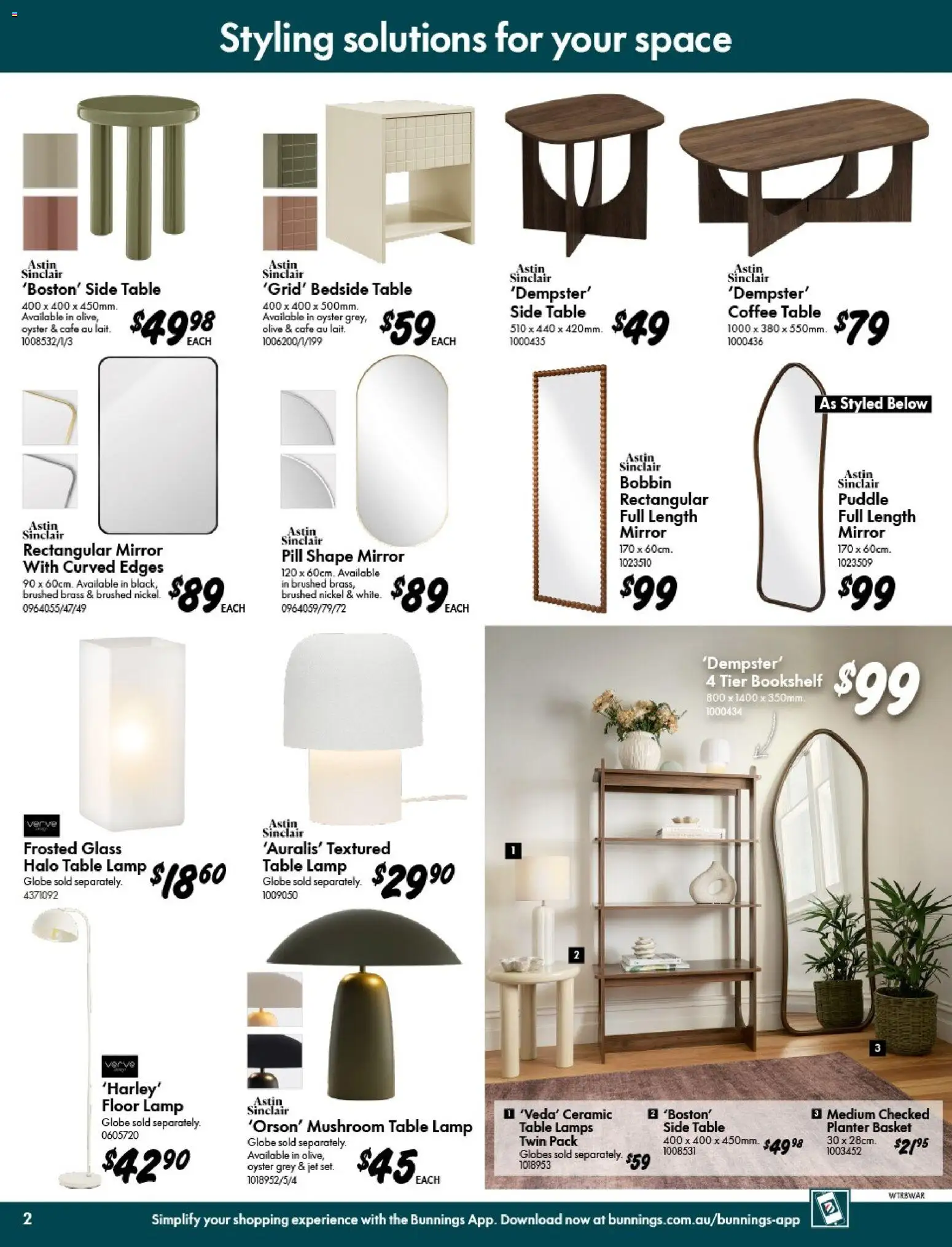 Bunnings Warehouse catalogue - valid from 29.04.2026 | Page: 2 | Products: Bedside table, Coffee table, Bookshelf, Basket