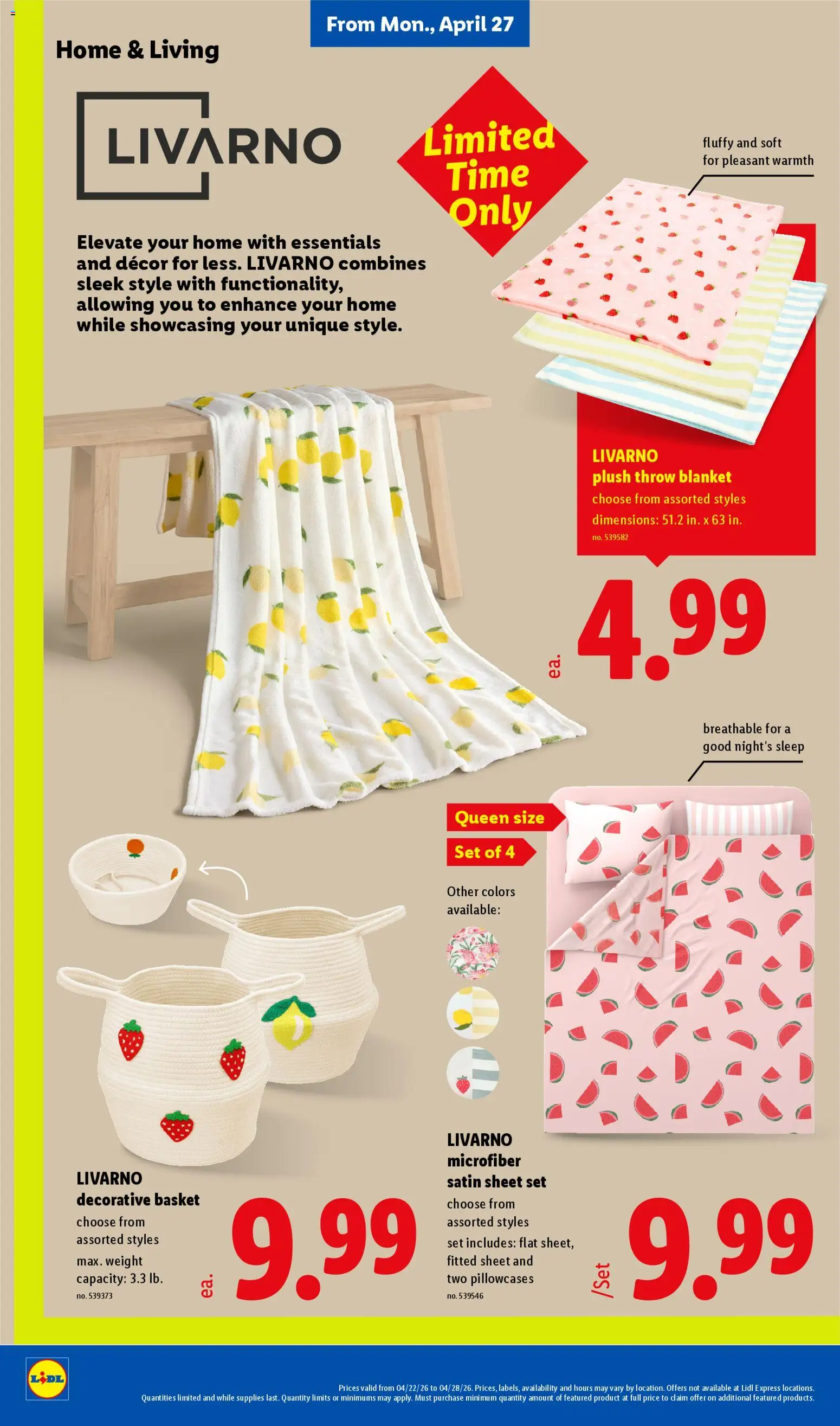 Lidl Weekly Ad - valid from 22.04.2026 | Page: 36 | Products: Blanket, Sheet, Fitted Sheet, Weight