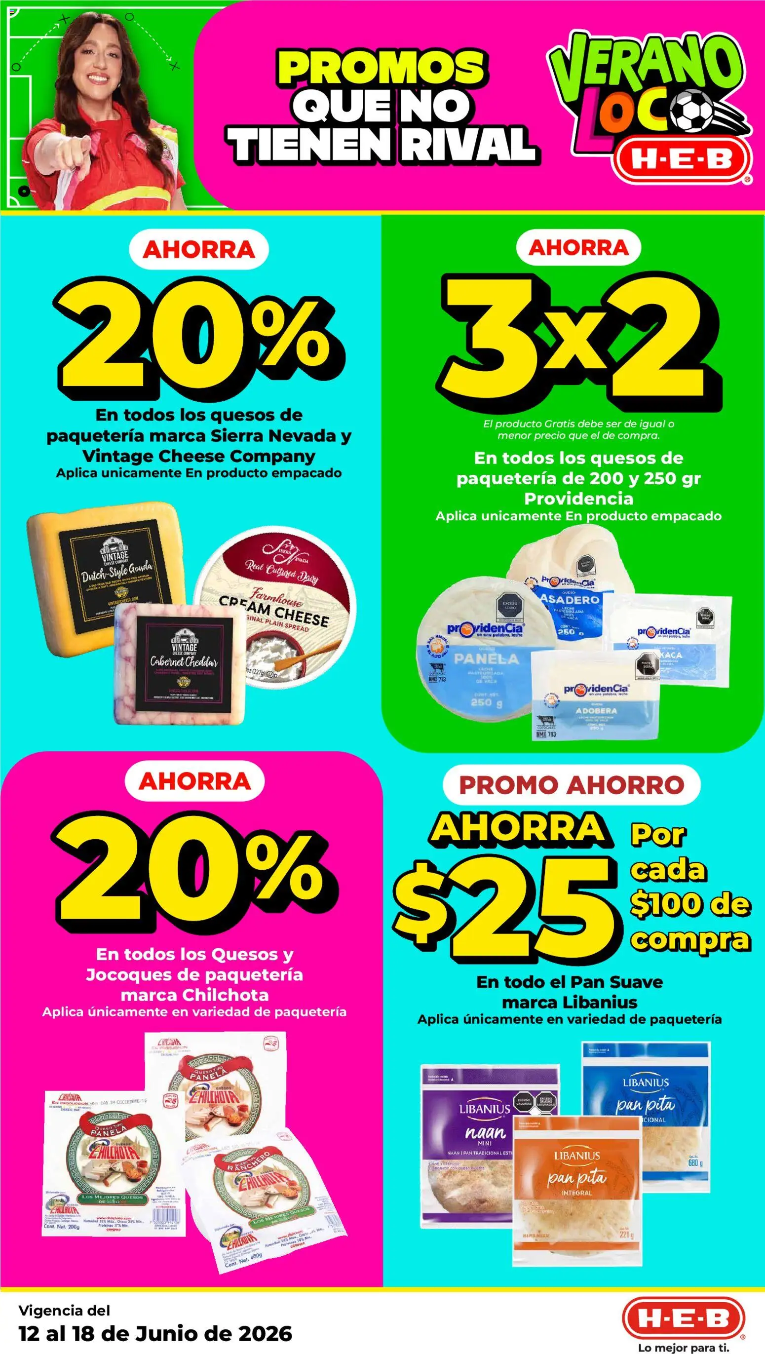 Nuevas ofertas de H-E-B válidas en toda la República Mexicana desde el 12.06.2026. ¡Encuentra las mejores ofertas en H-E-B folleto! | Página: 13 | Productos: Leche, Queso, Pan, Sierra