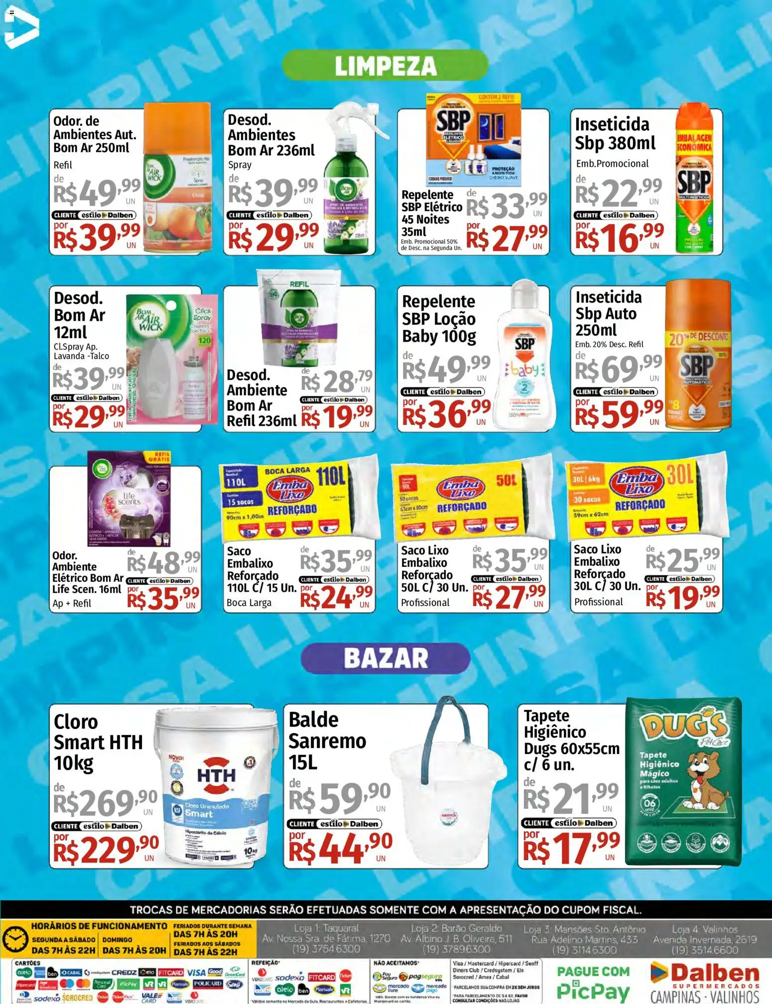 Supermercado Dalben Folheto - válido de 11.05.2026 | Página: 6 | Produtos: Tapete higiênico, Cálcio, Granulado, Balde