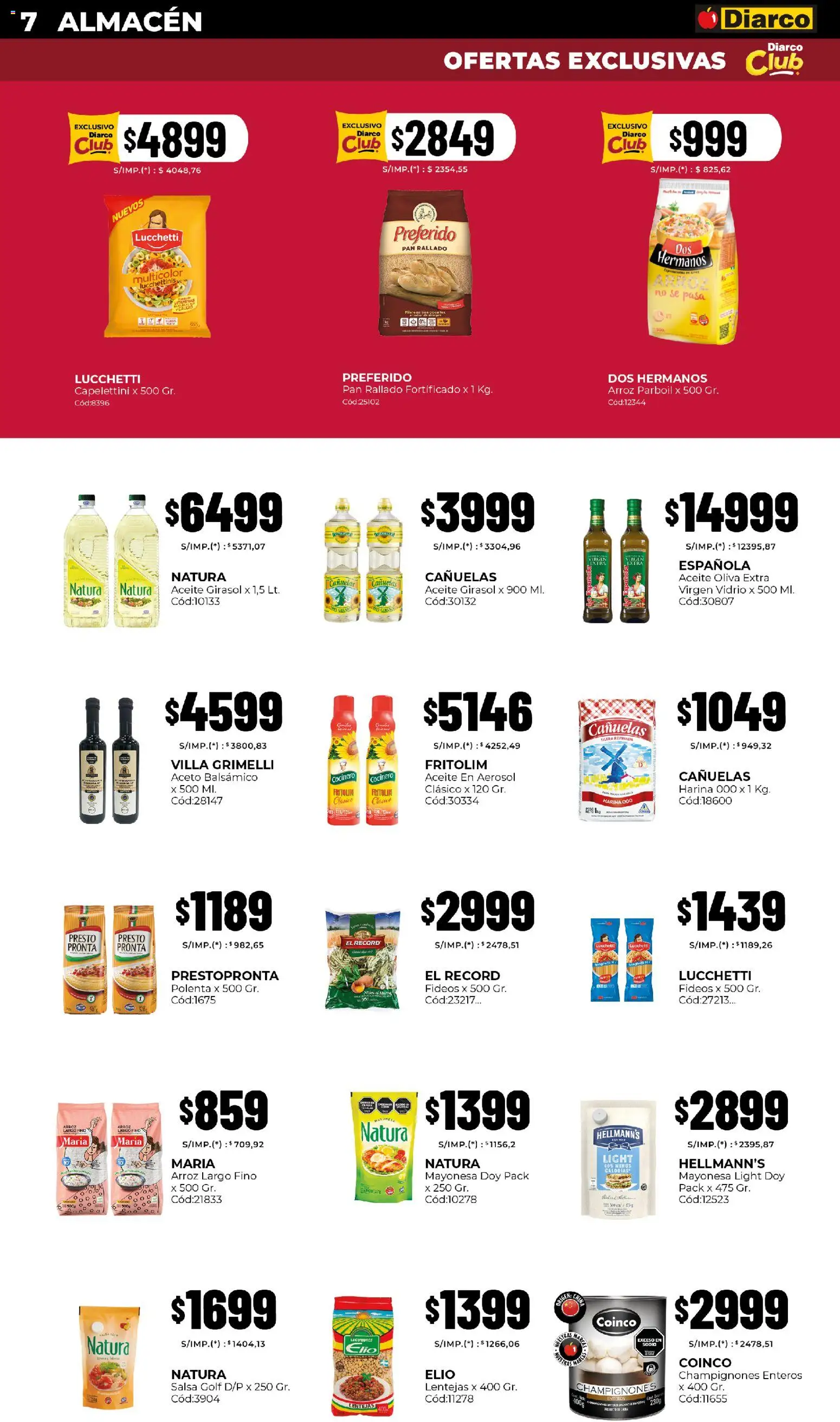 Diarco - Ofertas Pueblo Sur │ válido desde el 20/07/2026 | Página: 7 | Productos: Harina, Mayonesa, Oliva, Fideos