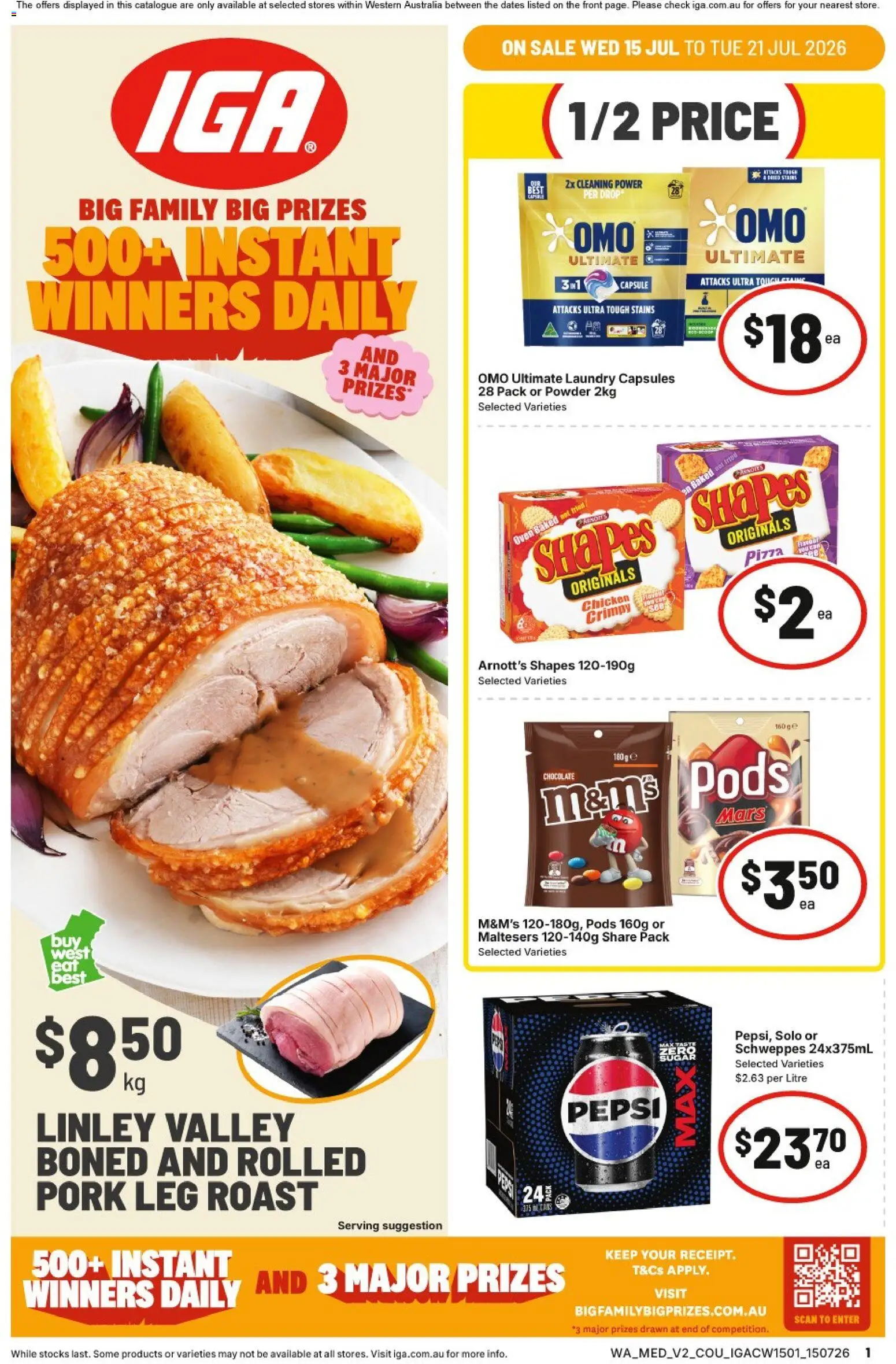 IGA catalogue - valid from 15/07/2026 | Page: 1 | Products: Chocolate, Pizza, Pepsi, Oven