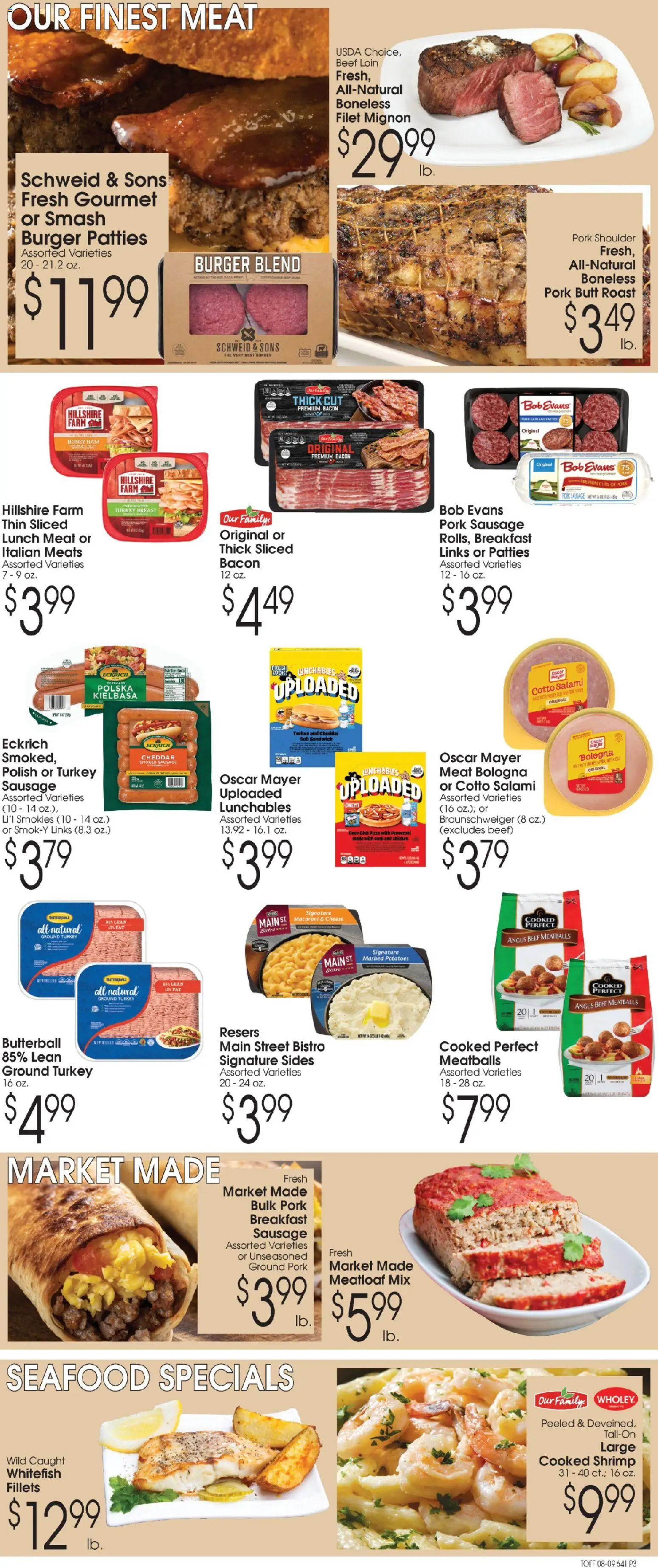 Family Fare Ad - valid from 08/09/2026 | Page: 3 | Products: Pork shoulder, Shrimp, Chicken, Honey